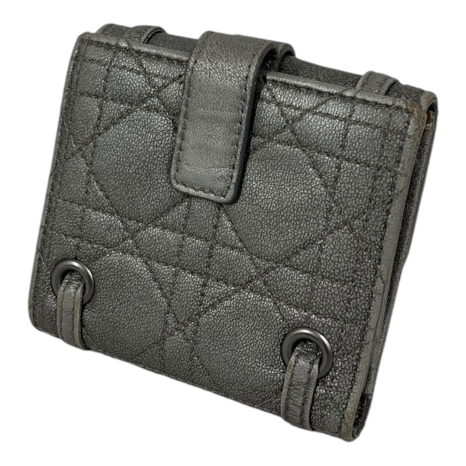Christian Dior/Coin Wallet/Leather/SLV/QUILTED SILVER WALLET view 2