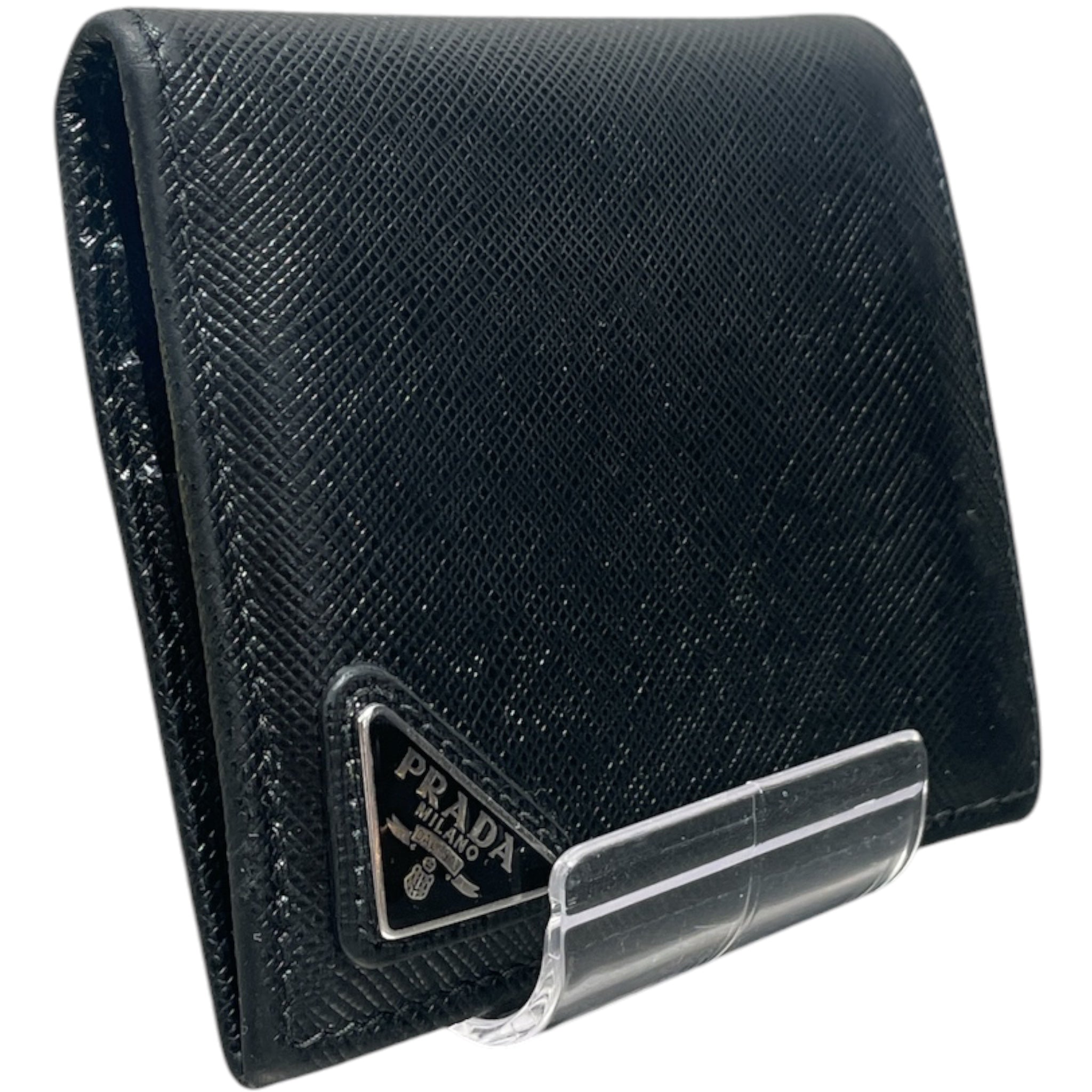 PRADA/Bifold Wallet/BLK/M's/saffiano leather view 1