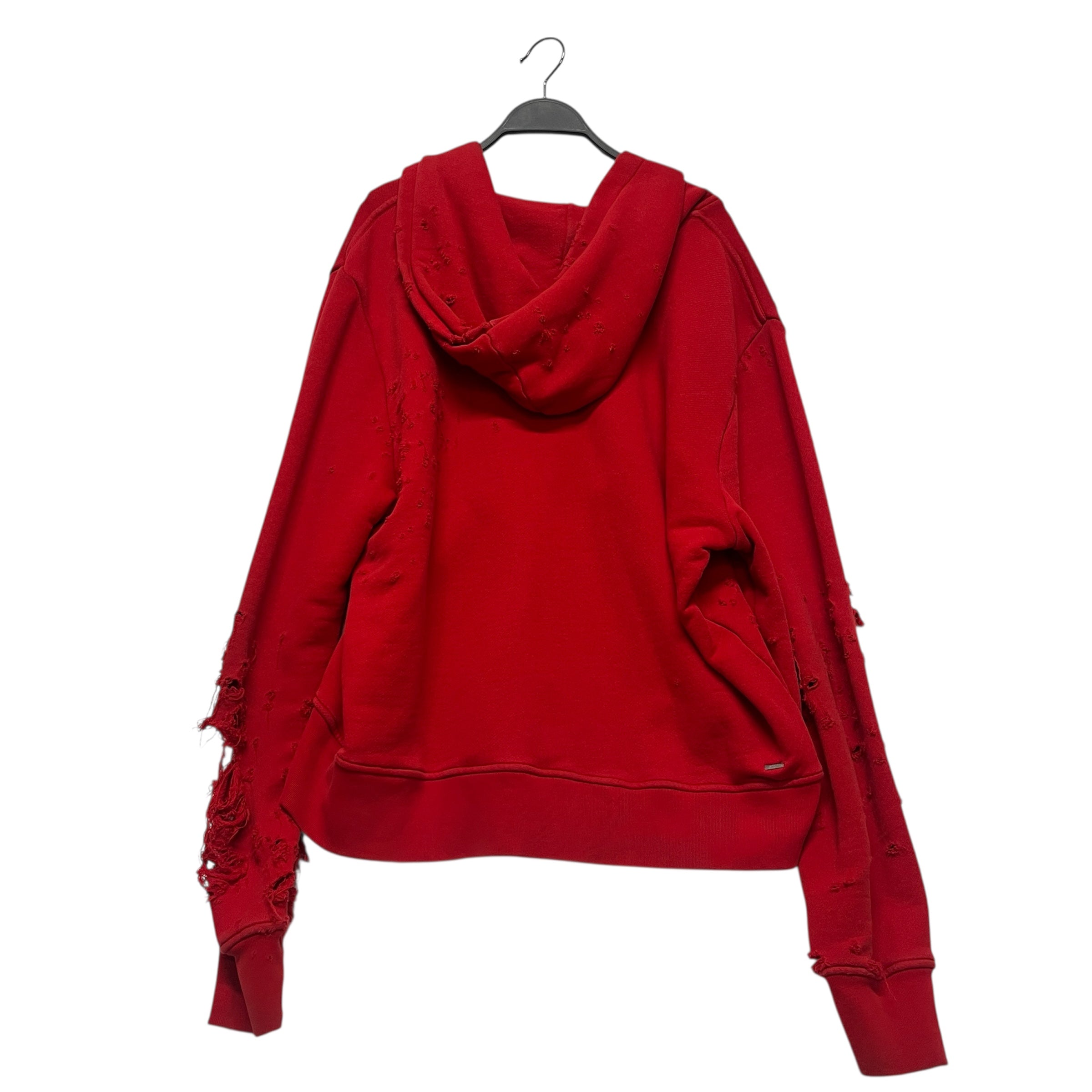 AMIRI/Zip Up Hoodie/M/Cotton/RED/Distressed/SHOTGUN HOODIE SLV HARDWARE view 2