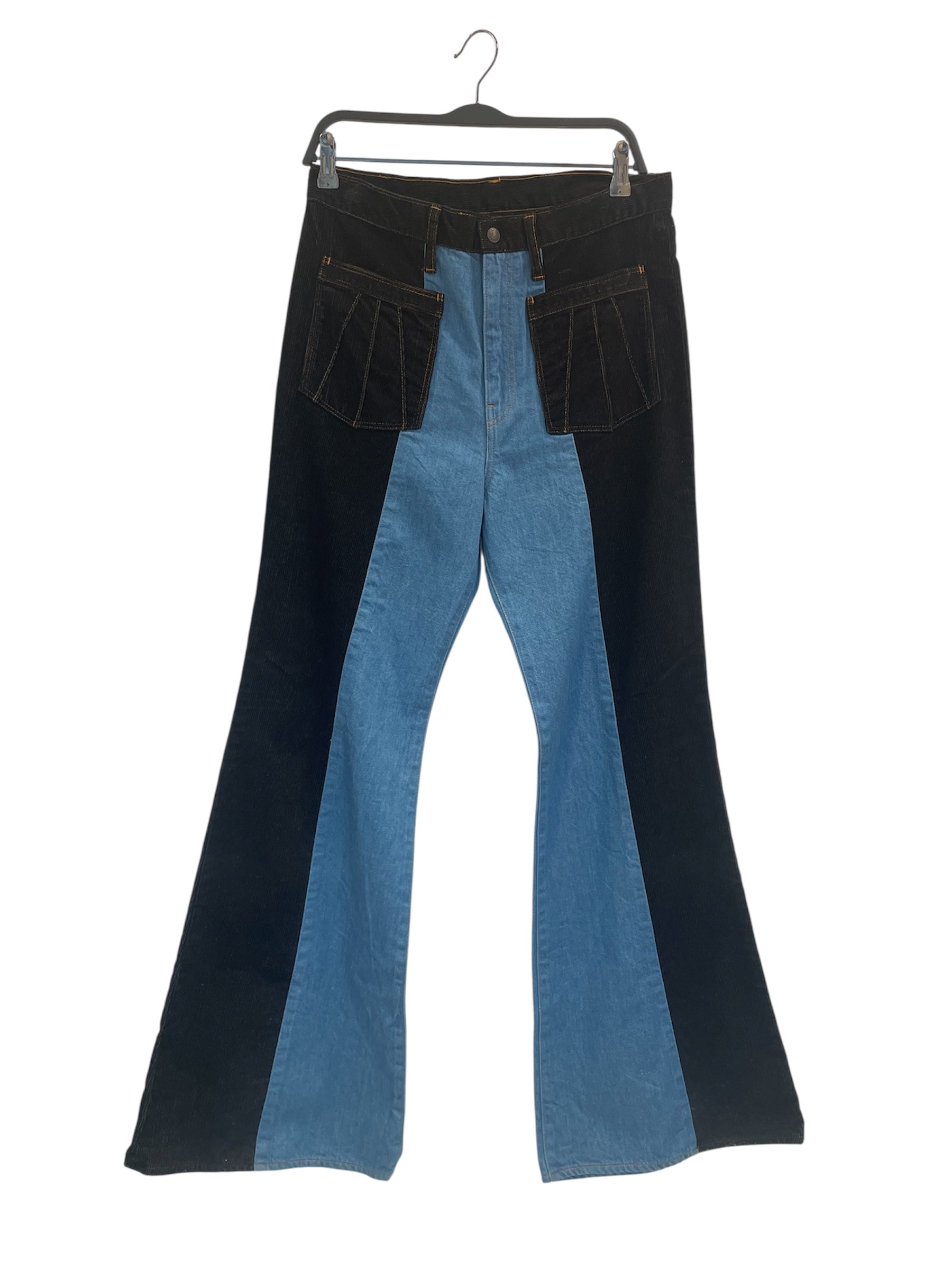 KAPITAL/Bootcut Pants/34/Corduroy/BLK/kountry/blue denim view 1