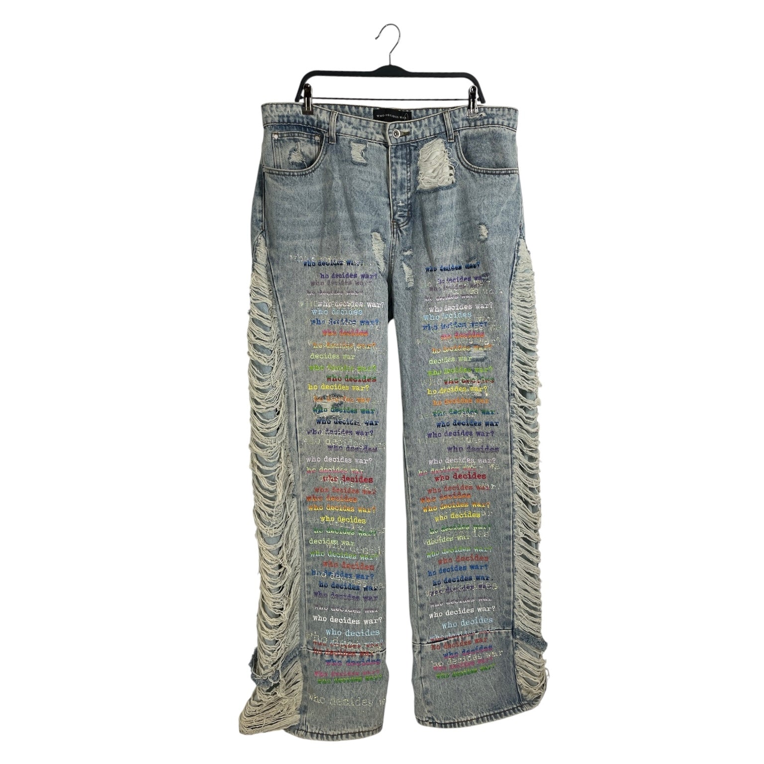 WHO DECIDES WAR/Pants/38/Cotton/BLU/DESTRESSED SIDES/RAINBOW/STUDS view 1