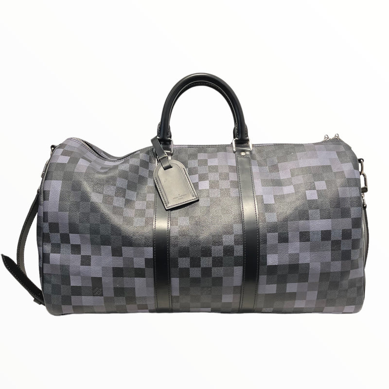 LOUIS VUITTON/Boston Bag/Hombre Check/Leather/NVY/keepall 55 damier
