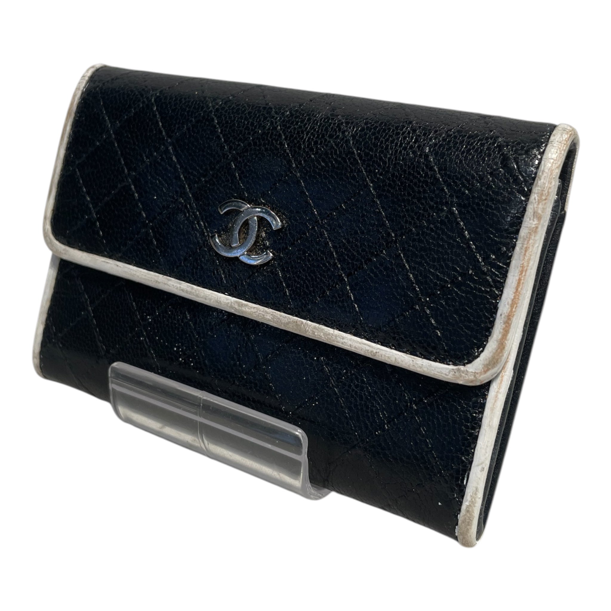 CHANEL/Coin Wallet/Leather/BLK/Leather flap wallet view 1