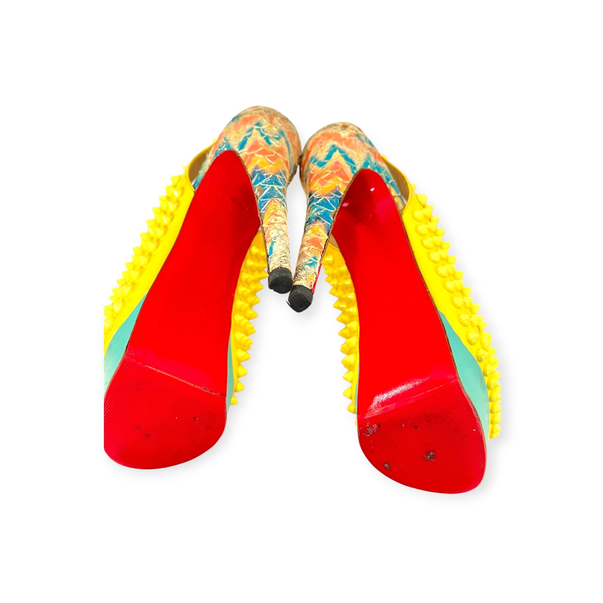 Christian Louboutin/Heels/EU 36/YEL/SPIKE ACCENT FISHSCALE PUMPS view 8