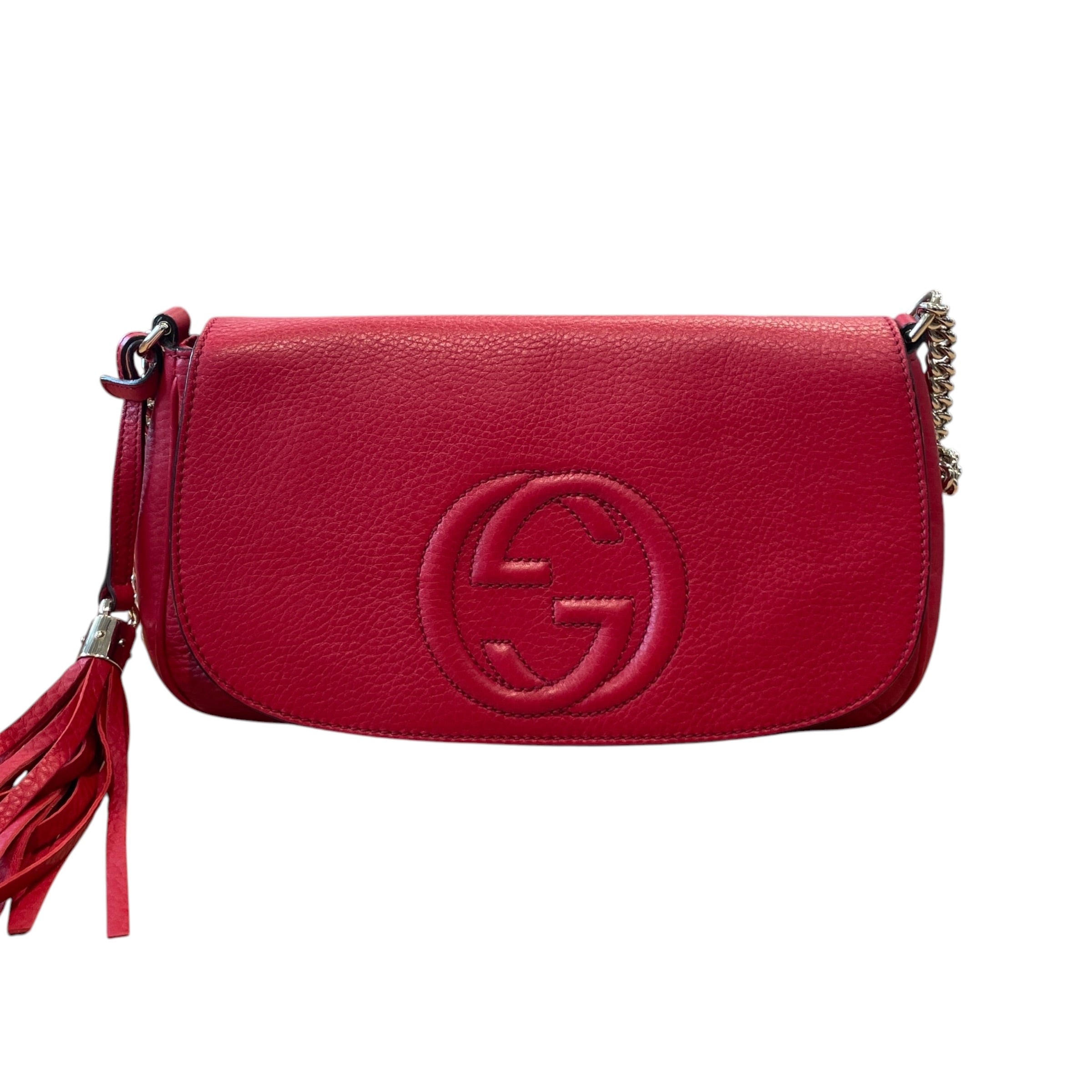 GUCCI/Bag/Leather/RED/soho interlocking G shoulder view 1