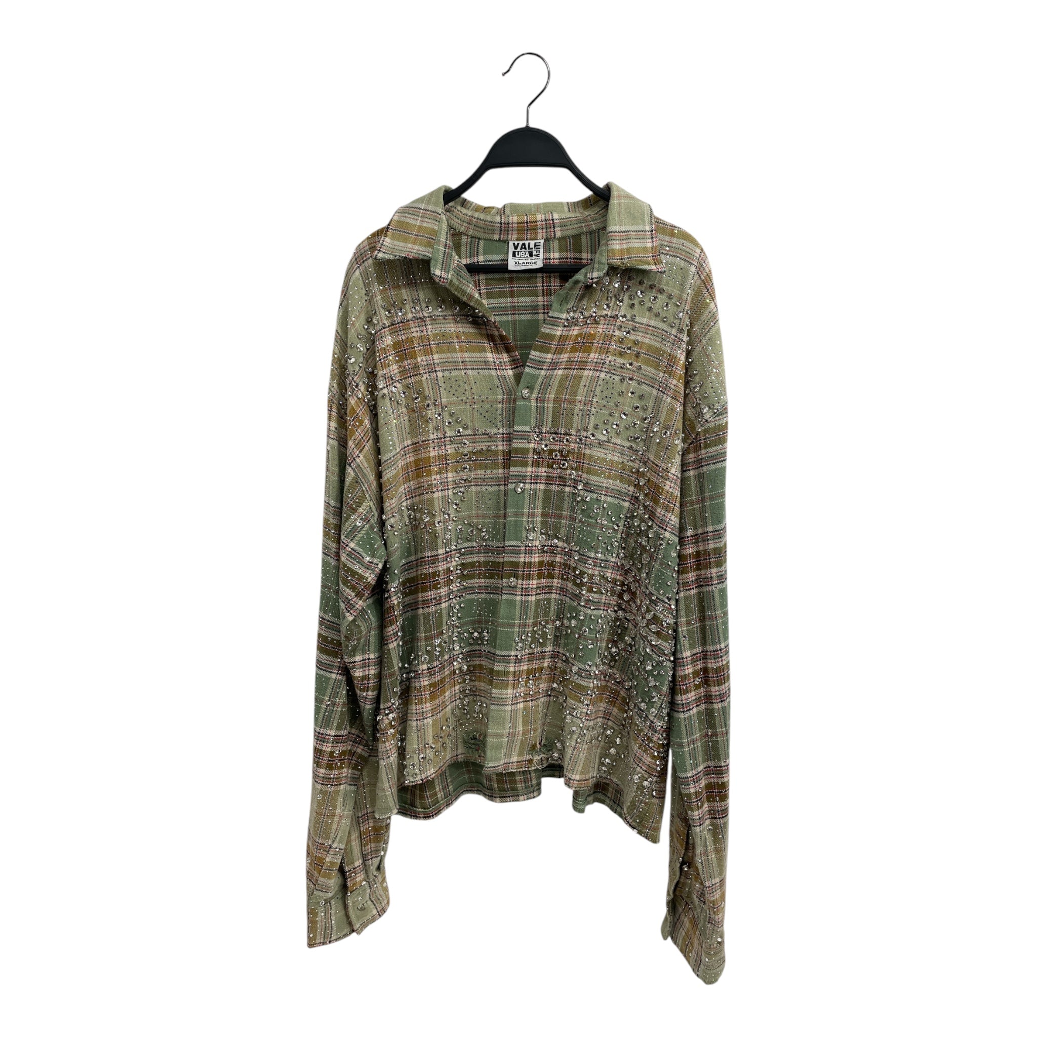 Vale Forever/Flannel Shirt/XL/Cotton/GRN/Plaid/MYSTIKAL\RHINESTON view 1