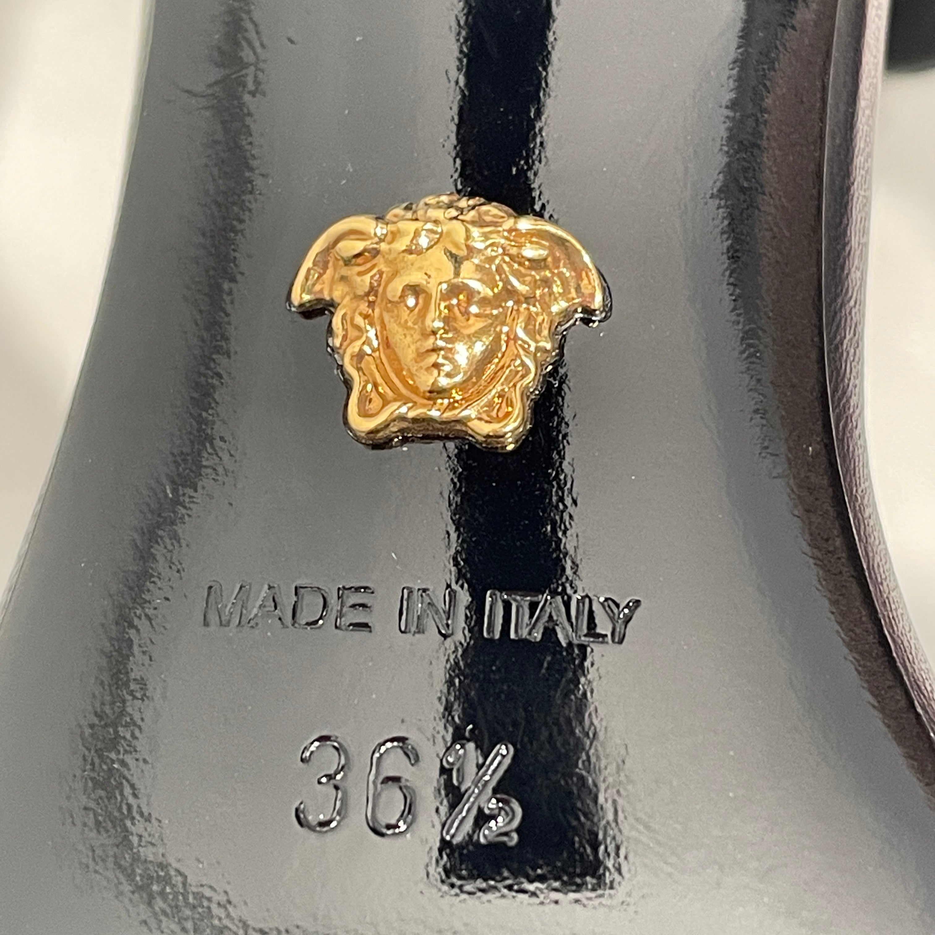 VERSACE/Heels/EU 36.5/Leather/BLK/MEDUSA CHAIN view 3