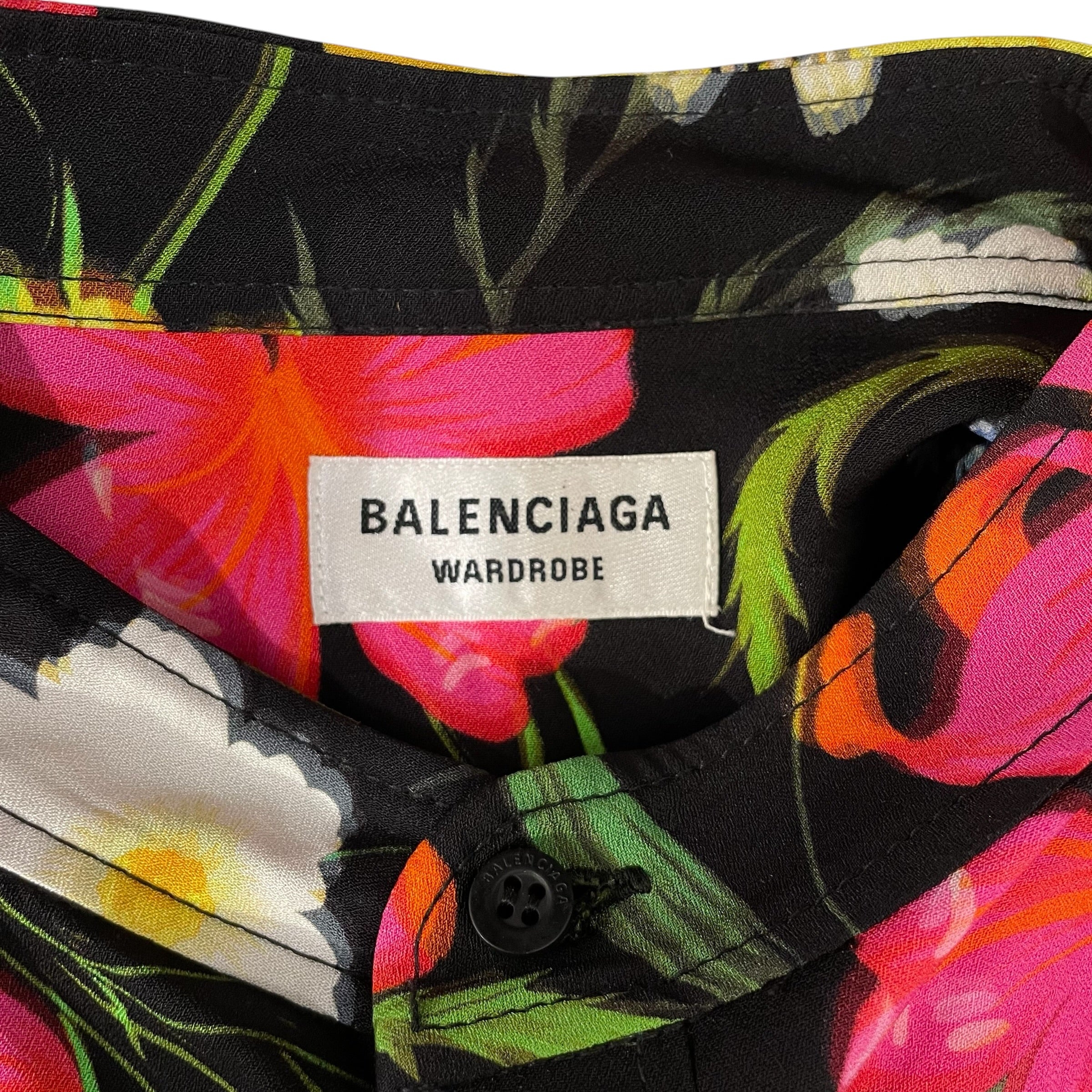 BALENCIAGA/LS Blouse/36/Floral Pattern/Rayon/BLK/2022 WARDROBE KNOT COLLAR view 3