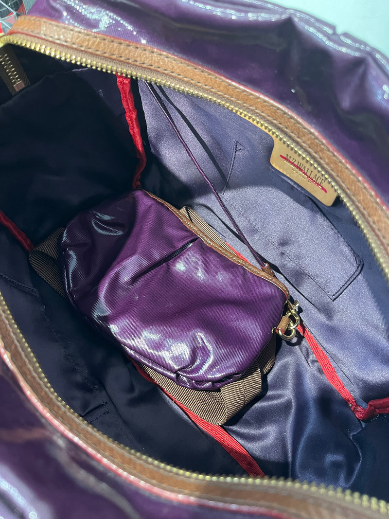 MZ WALLACE/Hand Bag/Plaid/Cotton/PPL/SHINEY PURPLE