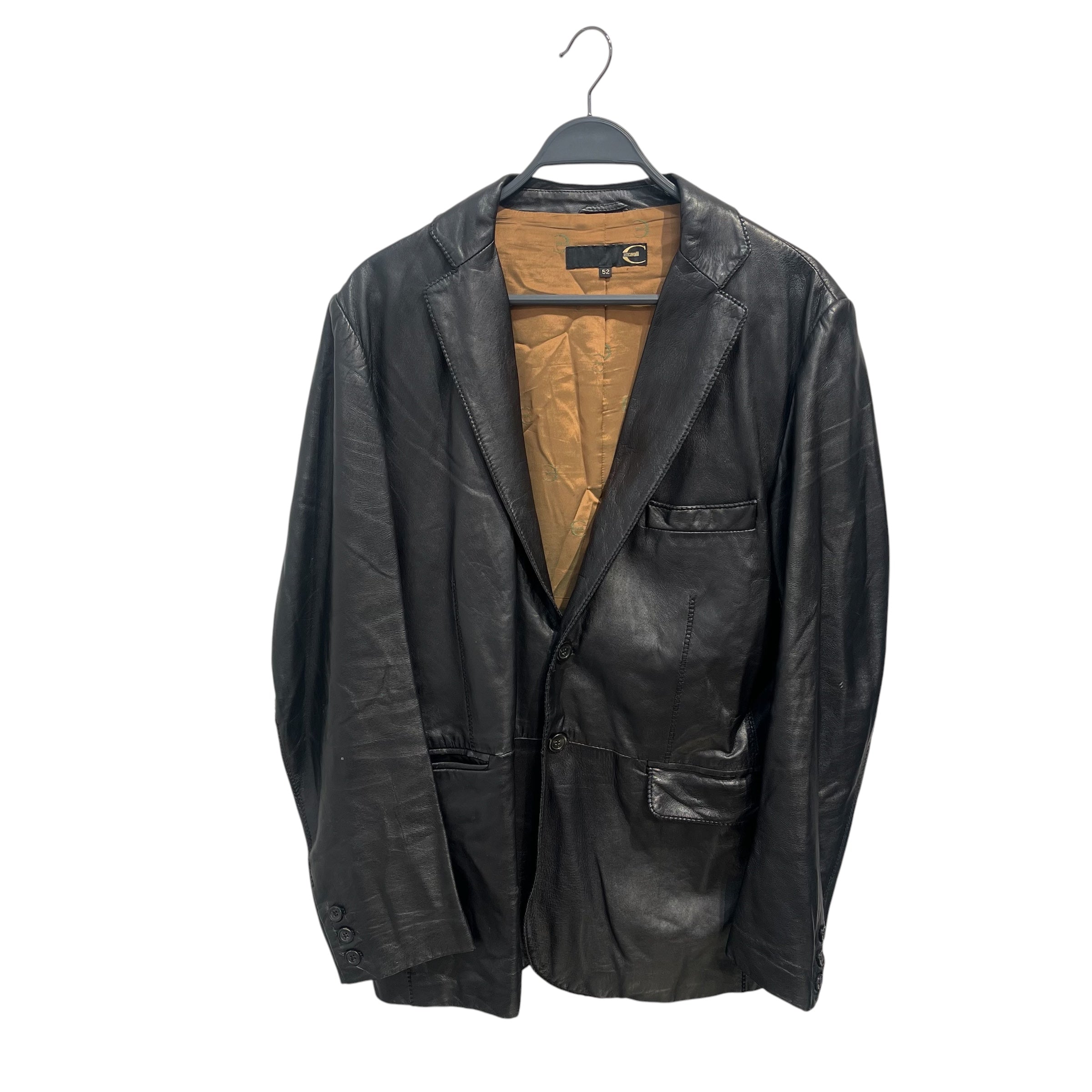 Just cavalli/Leather Jkt/52/Leather/BLK/brw/grn logo lining blazer view 1