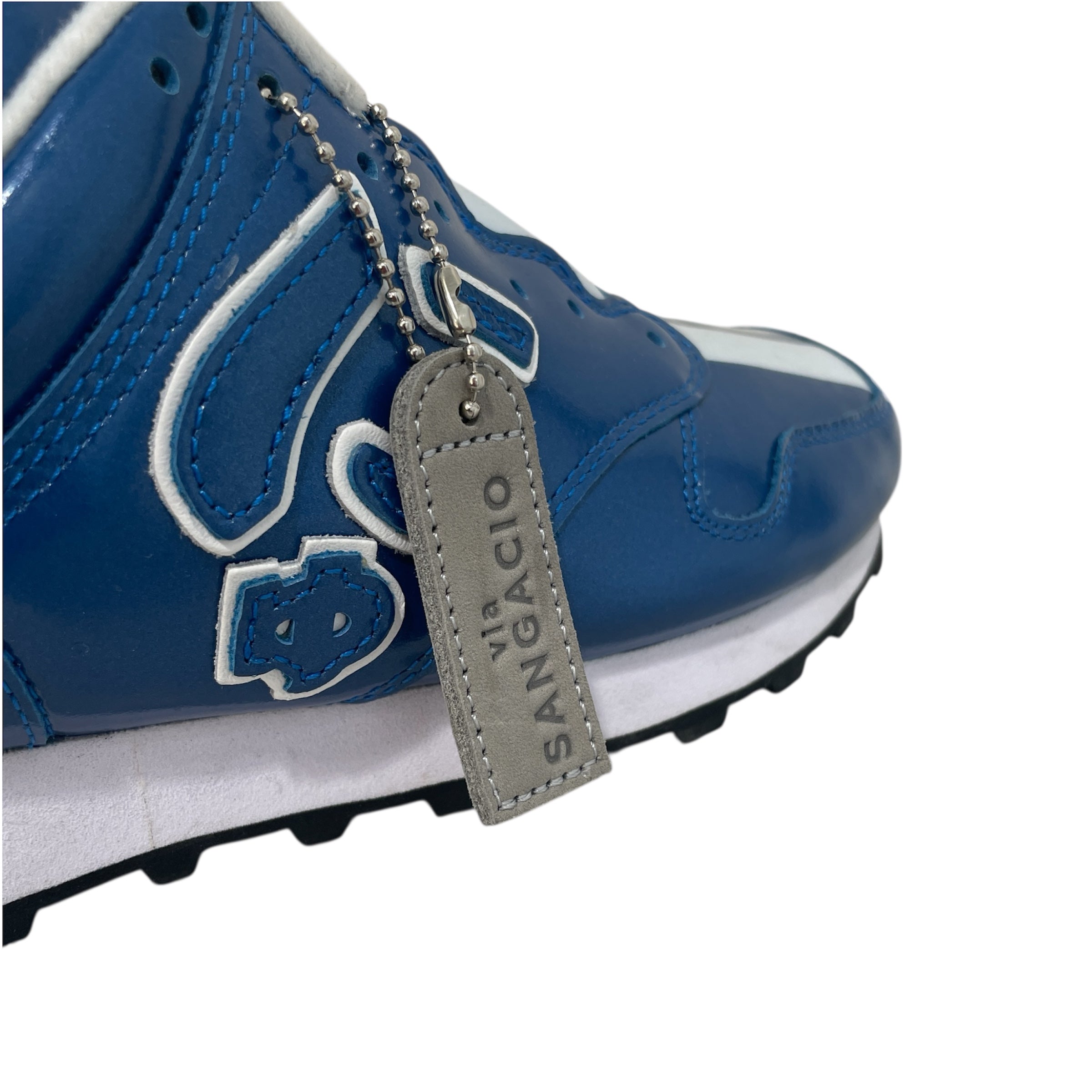 Santiago/Low-Sneakers/US 5.5/Leather/BLU/stiped shoes view 3