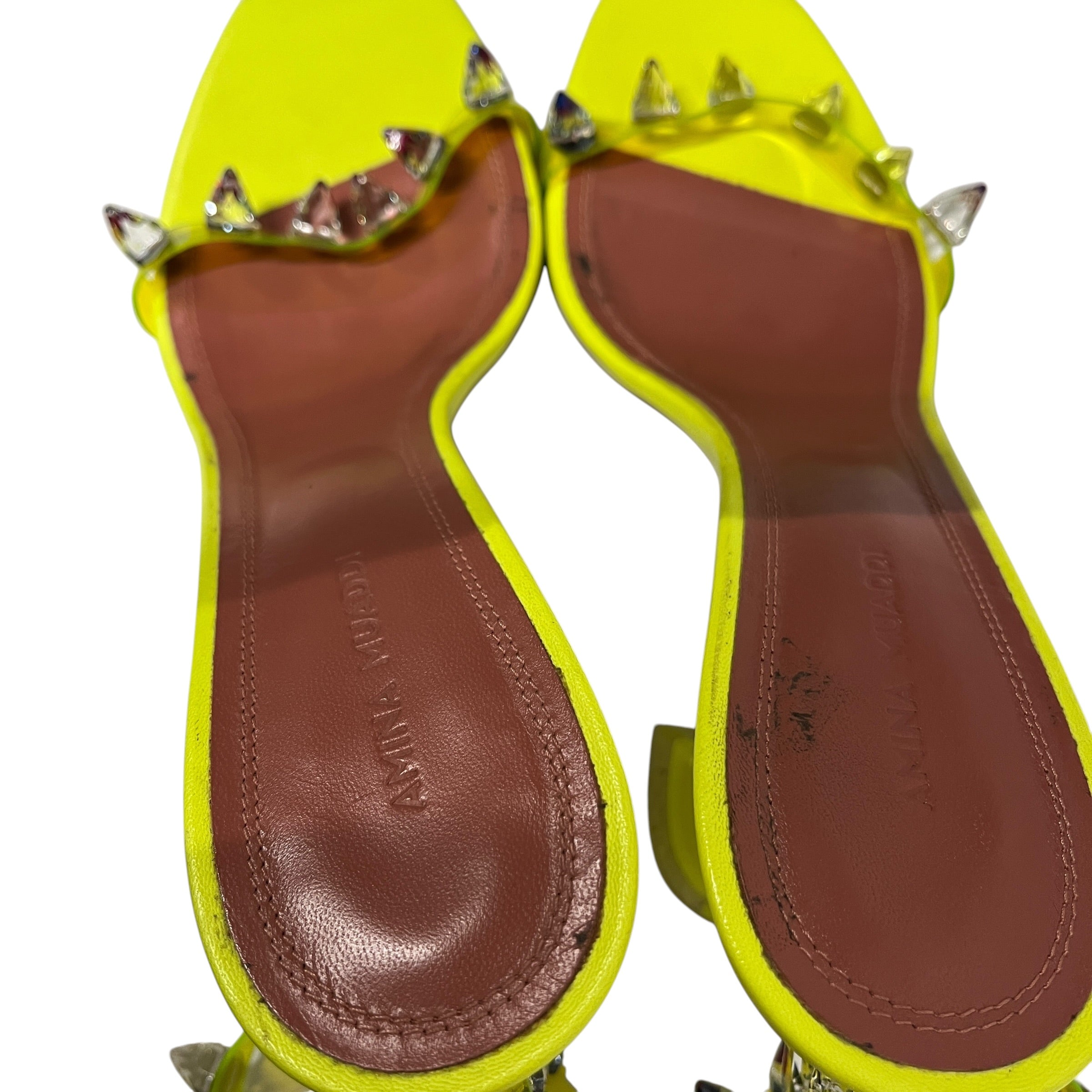 AMINA MUADDI/Heels/EU 39/Acrylic/YEL/Neon Spiked Julia Heel view 4