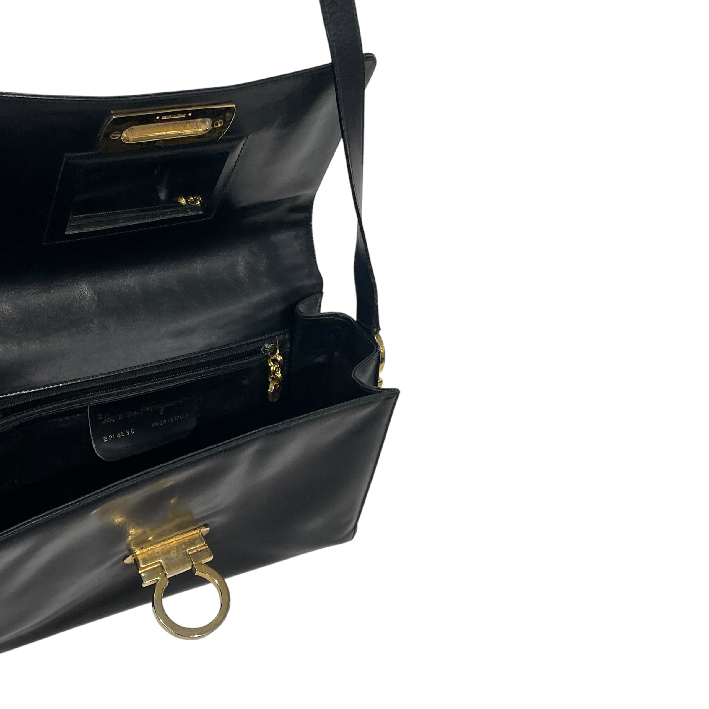 Salvatore Ferragamo/Bag/Leather/BLK/GANCINI GOLD HARDWARE view 6