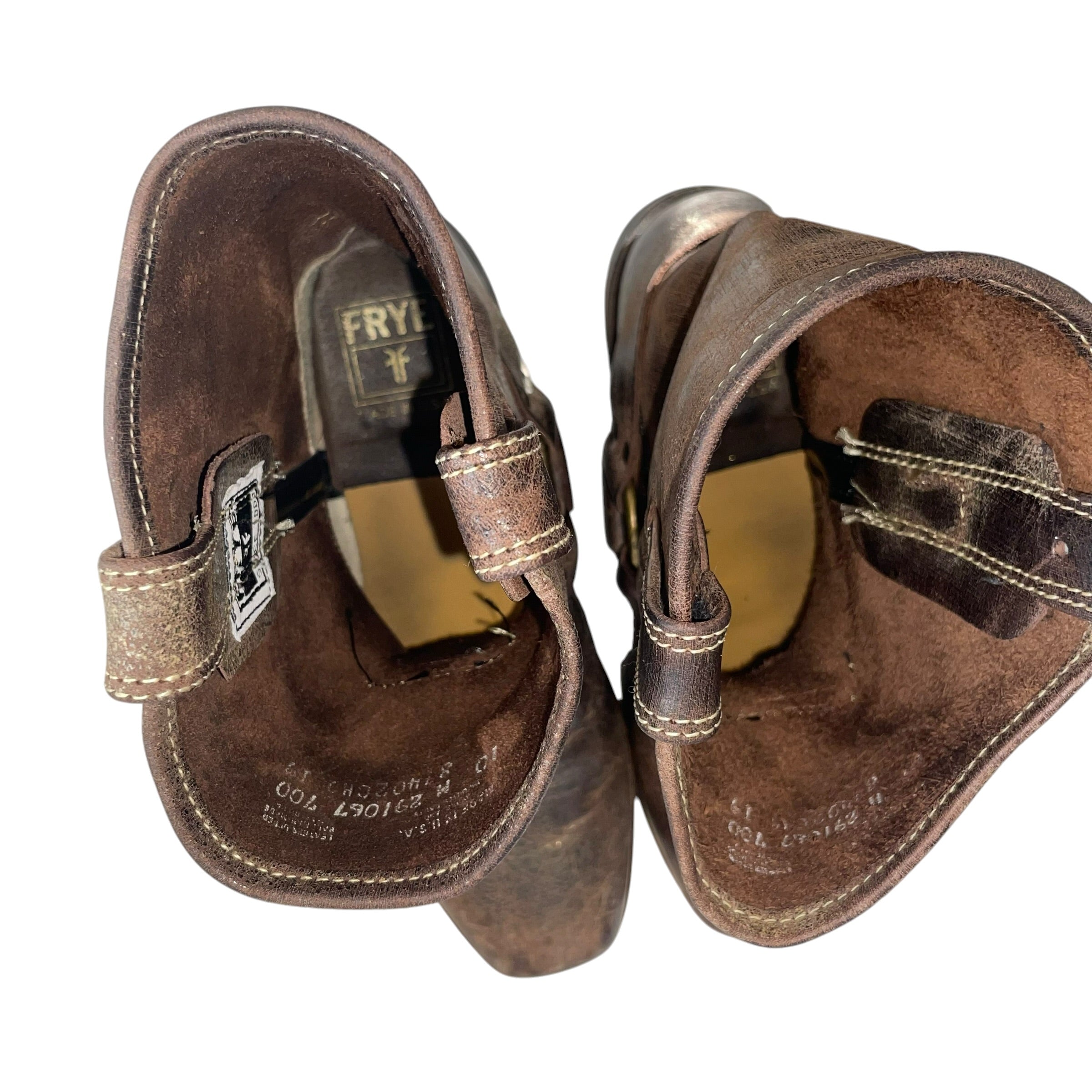 FRYE/Biker Boots/US 10/Leather/BRW/M291067/gld-detail/distressed view 4