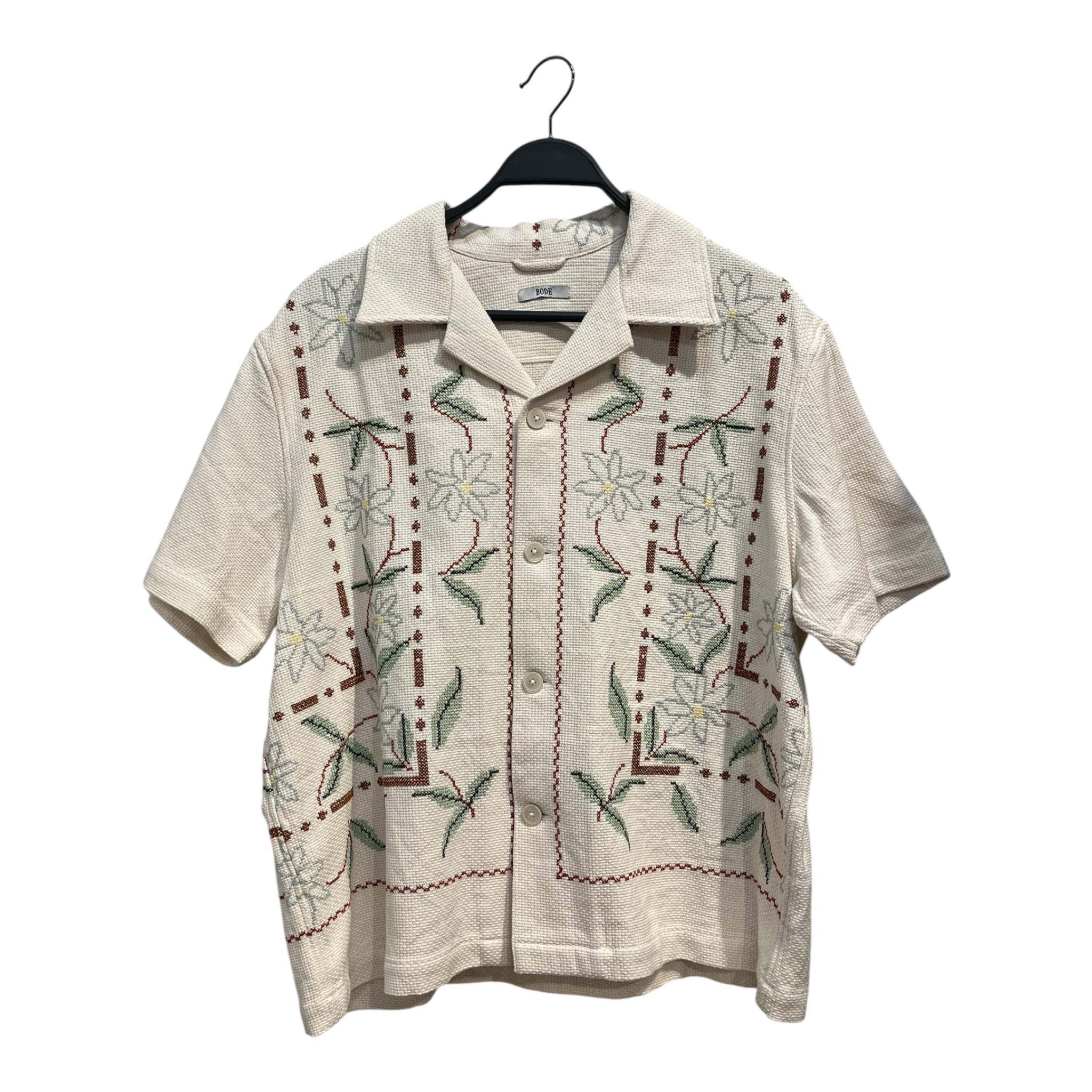 BODE/SS Shirt/L/Cotton/CRM/EMBORDIERED FLOWERS view 1