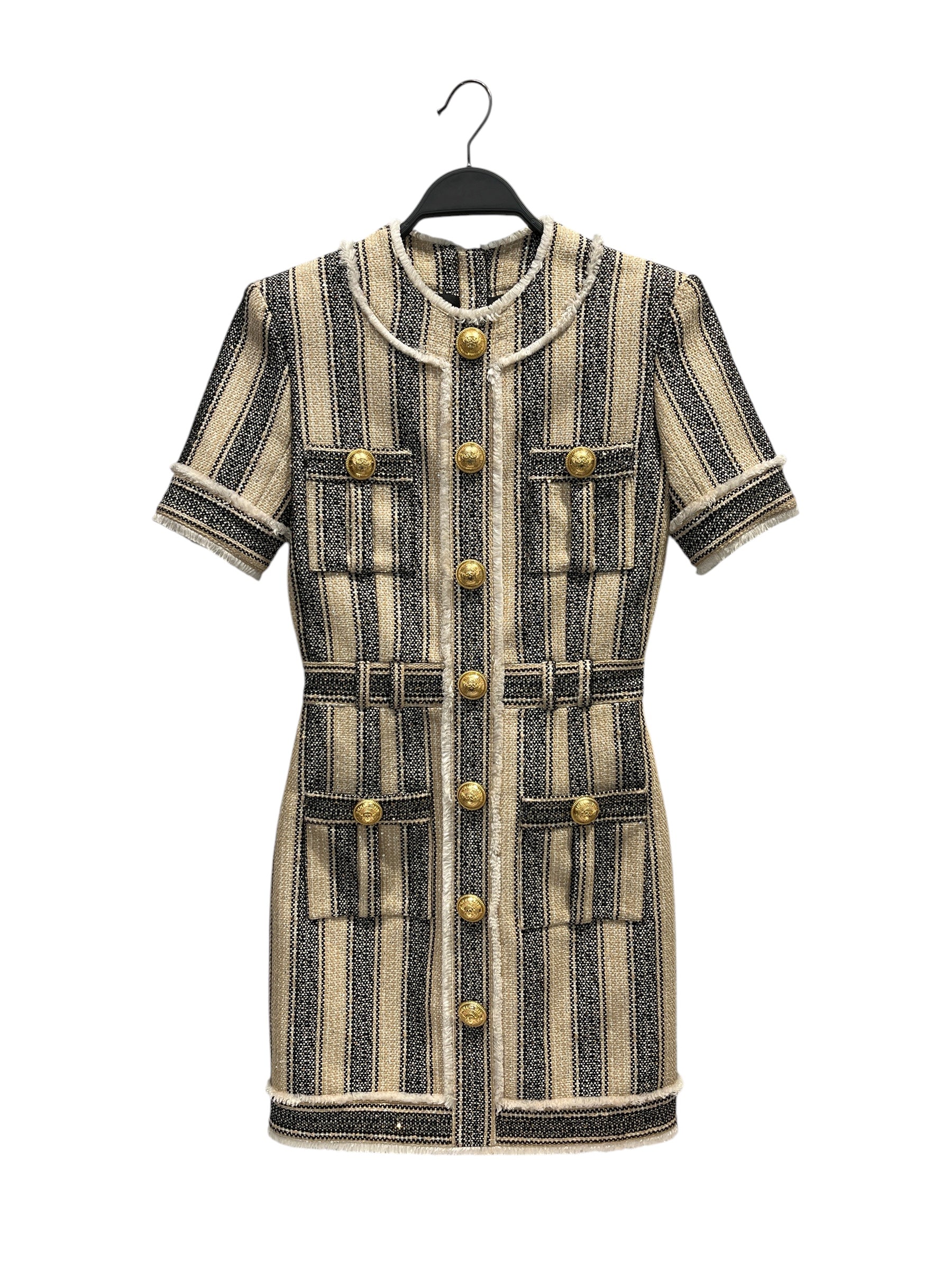 BALMAIN/SS Dress/S/Stripe/Cotton/MLT/ view 1