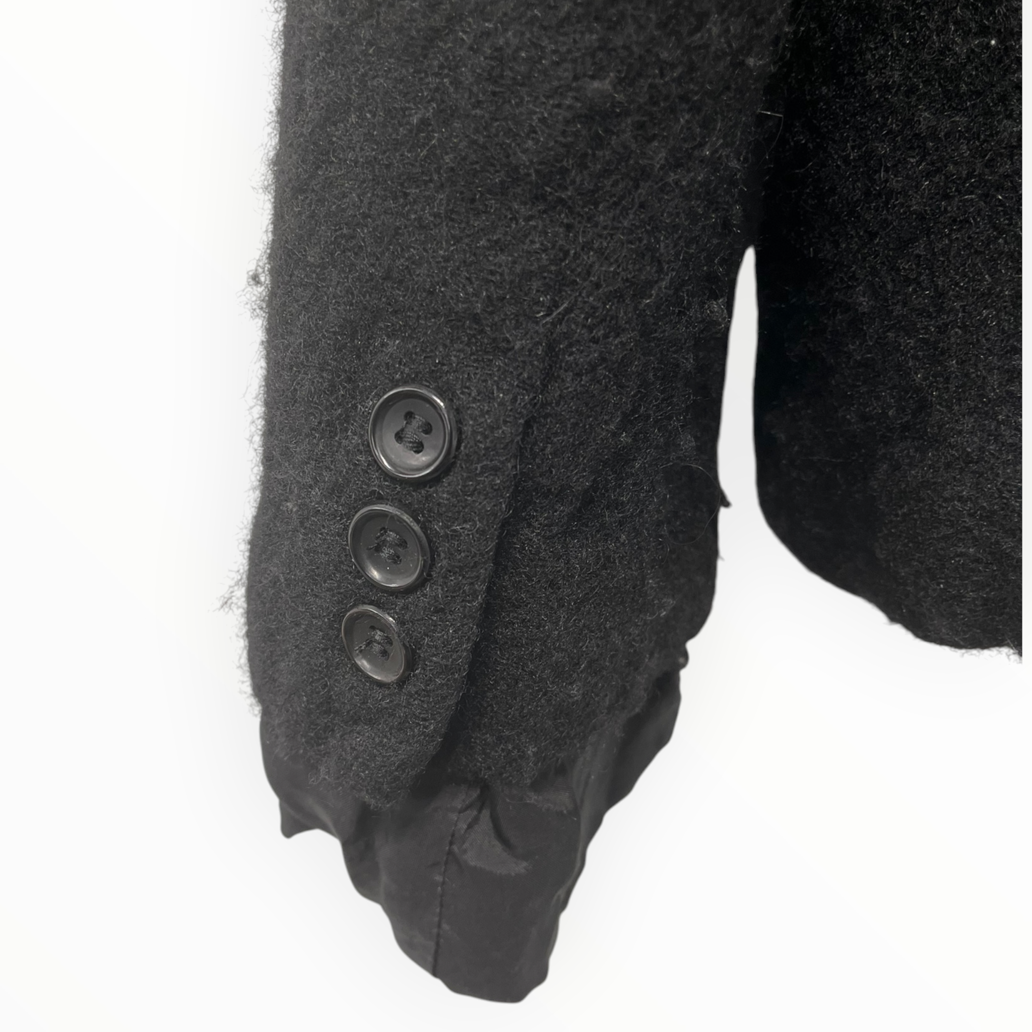 COMME des GARCONS HOMME PLUS/Jacket/M/Wool/BLK/boiled wool double breasted view 3