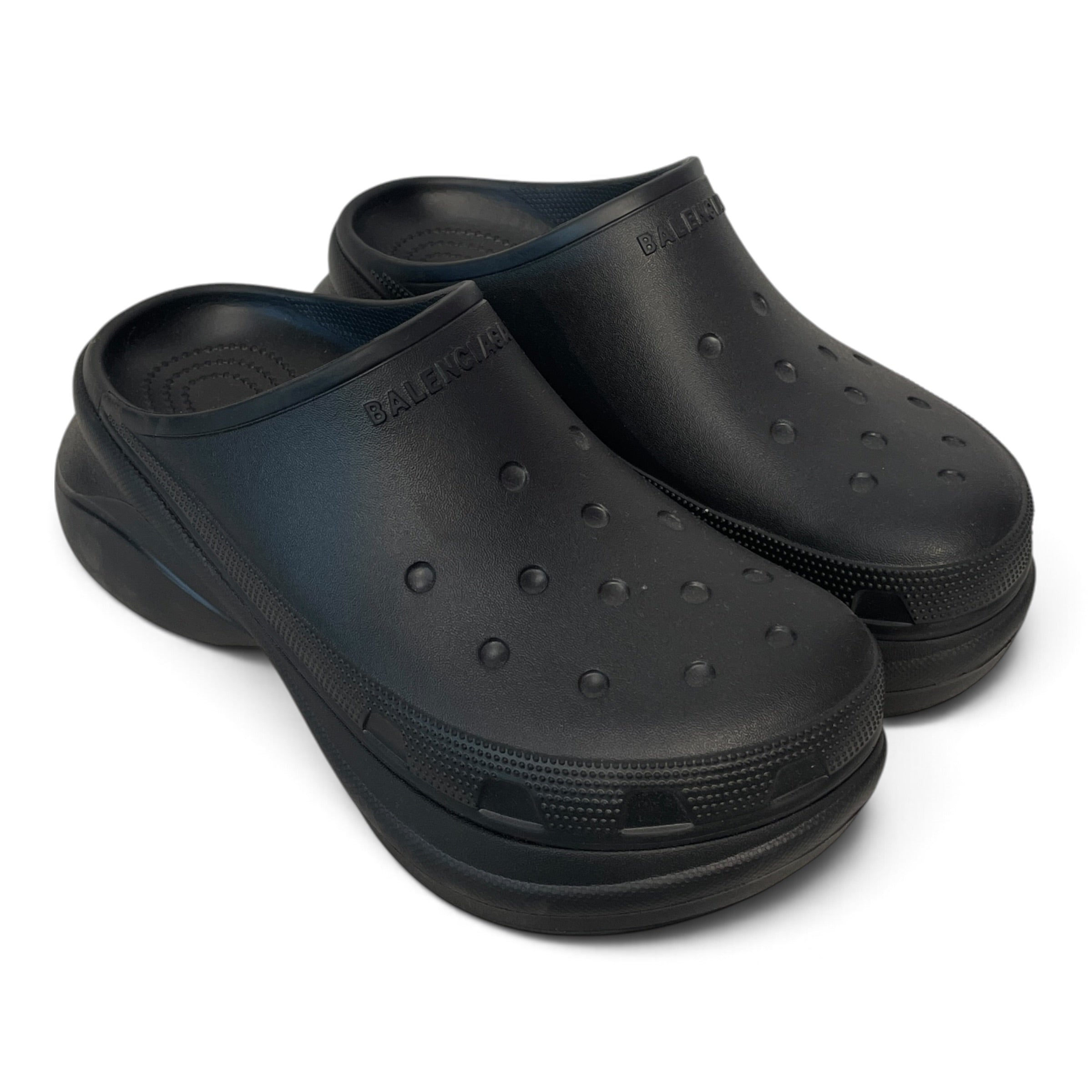 BALENCIAGA/Sandals/EU 38/BLK/croc mule view 1