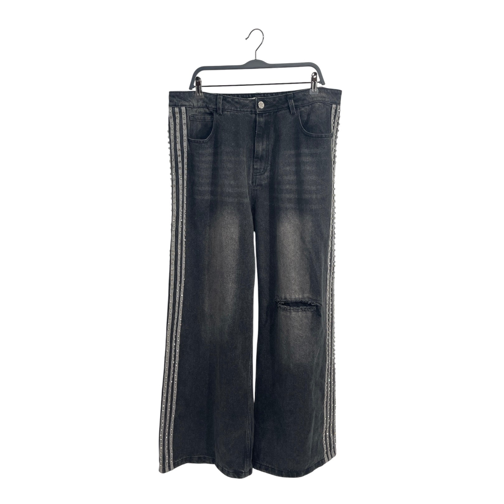 Vale Forever/Straight Pants/36/Denim/BLK/RHINESTONE\SIDE STRIPE view 1