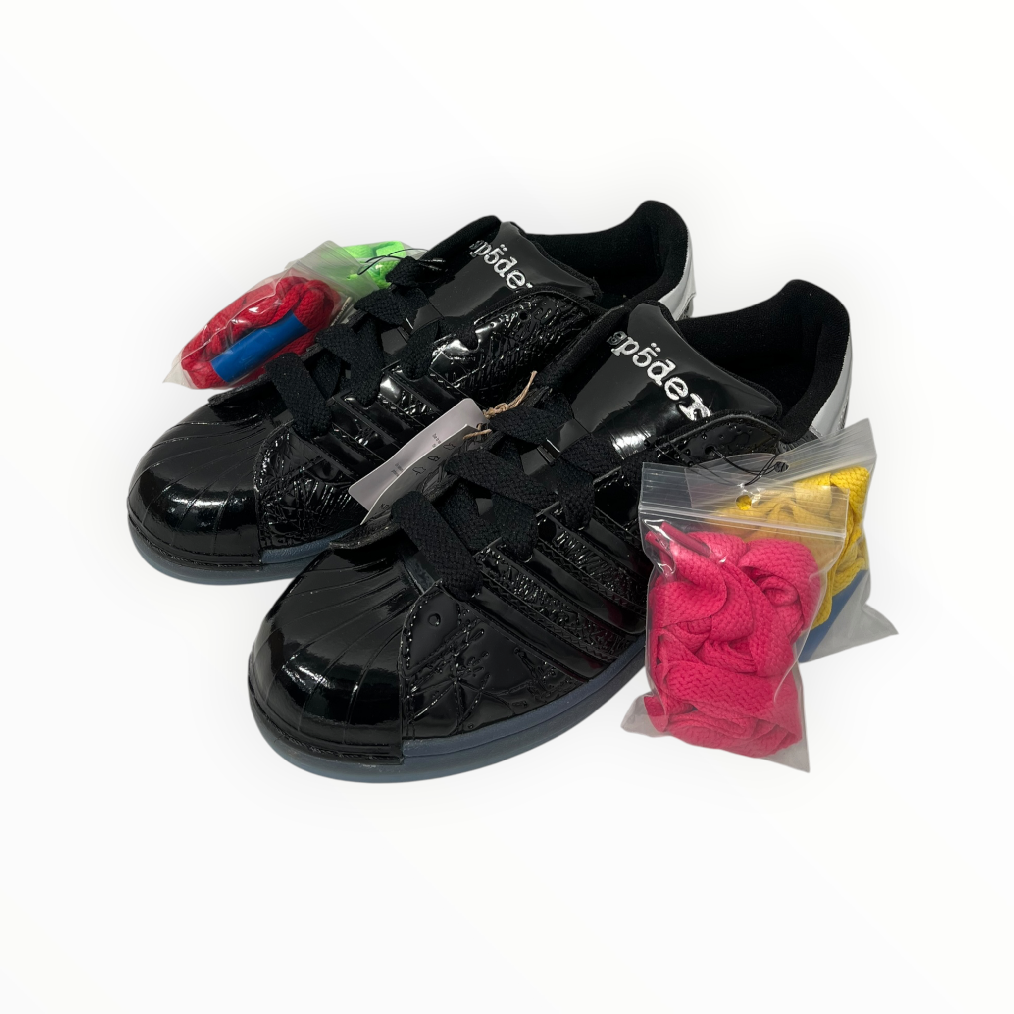 Sp5der/adidas/Low-Sneakers/US 12/BLK/blk patent leather view 1