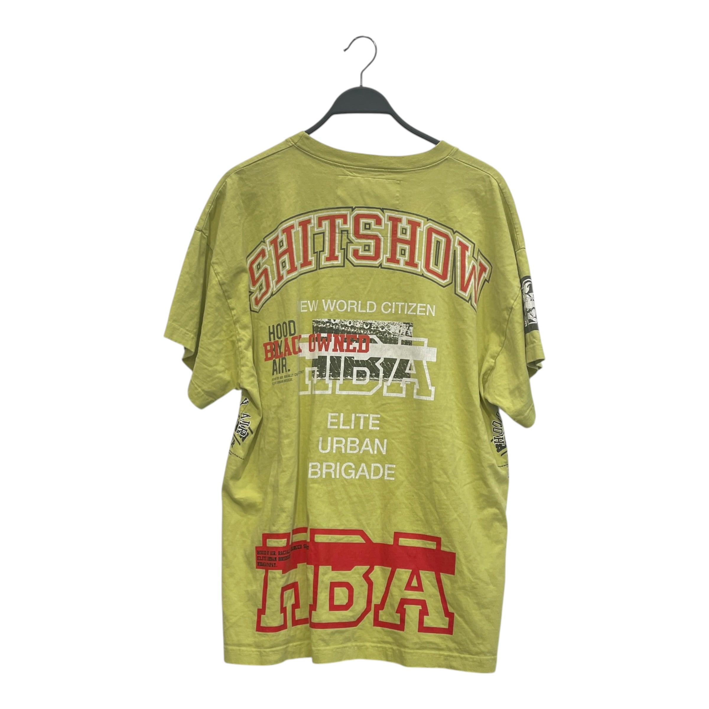 HOOD BY AIR./T-Shirt/O/S/Cotton/GRN/Graphic/lime grn new world citizen view 2