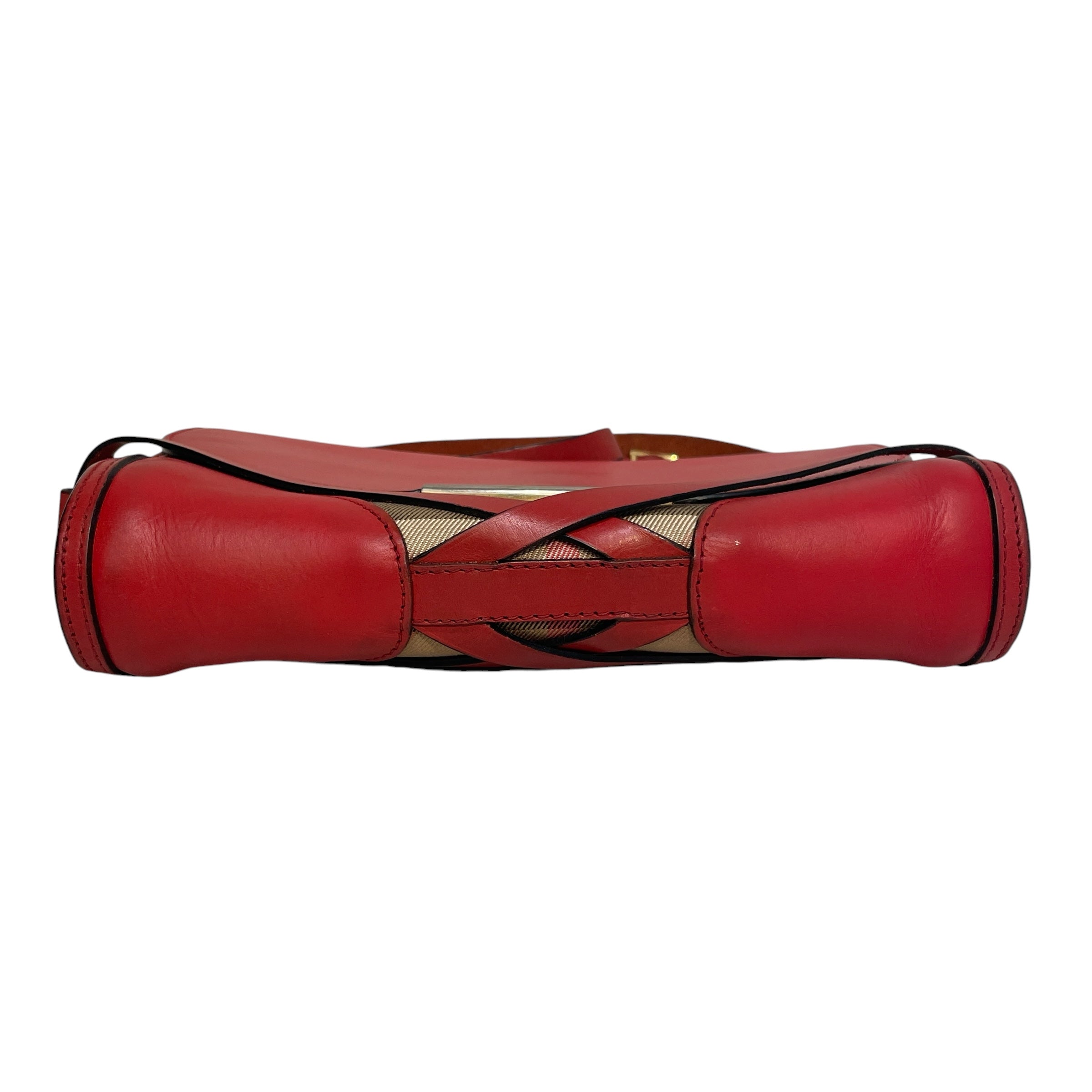 BURBERRY/Cross Body Bag/Leather/RED/Abbott House Check view 3