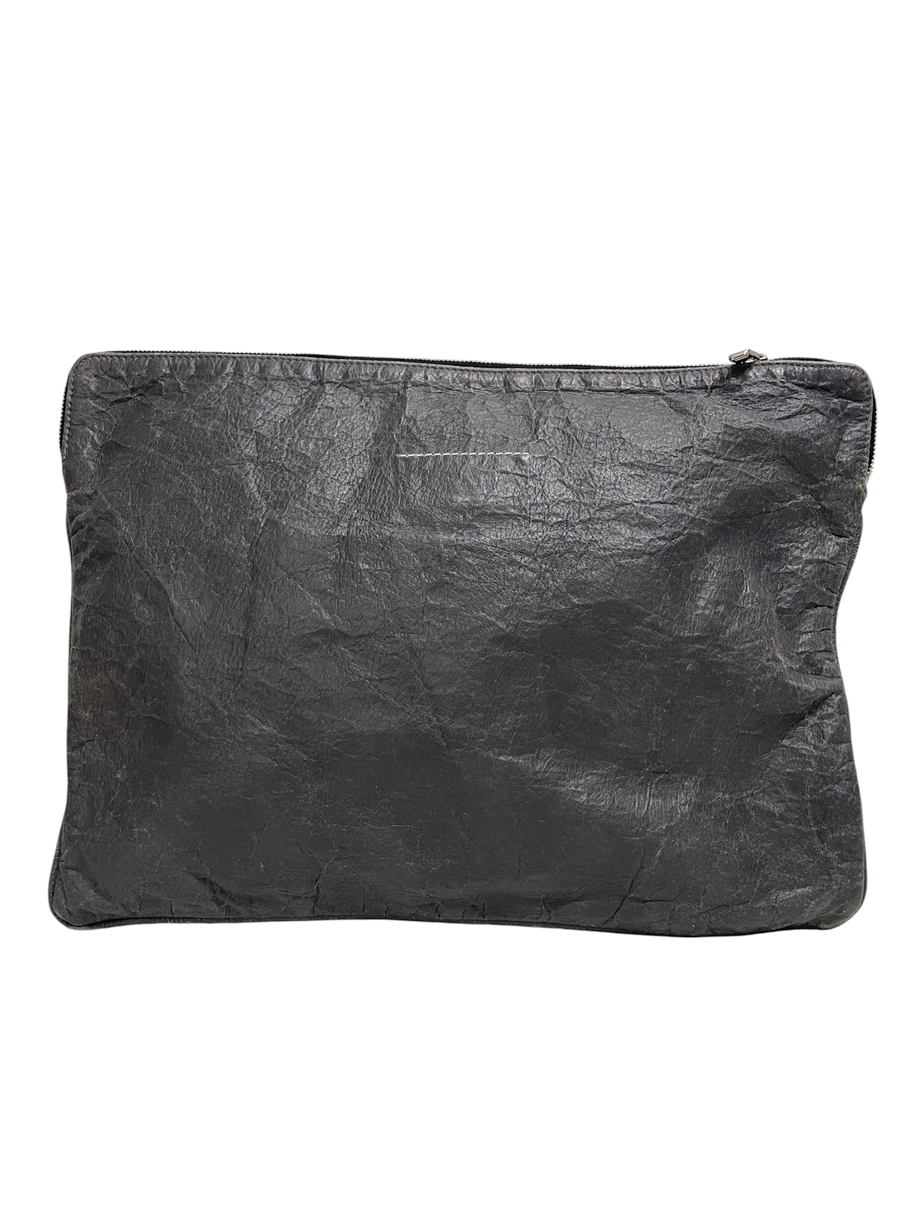 MM6/Bag/Leather/GRY/wrinkled, computer bag view 2
