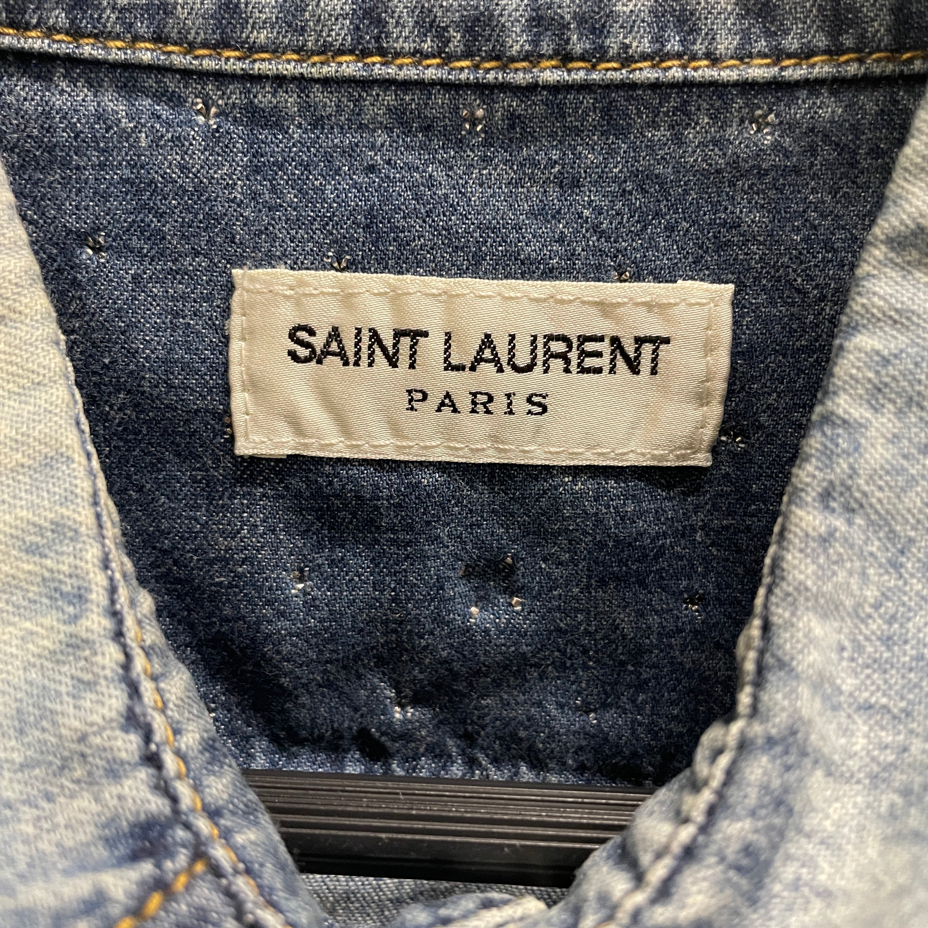 SAINT LAURENT/SS Shirt/XL/Cotton/BLU/studed collar/shoulders view 3