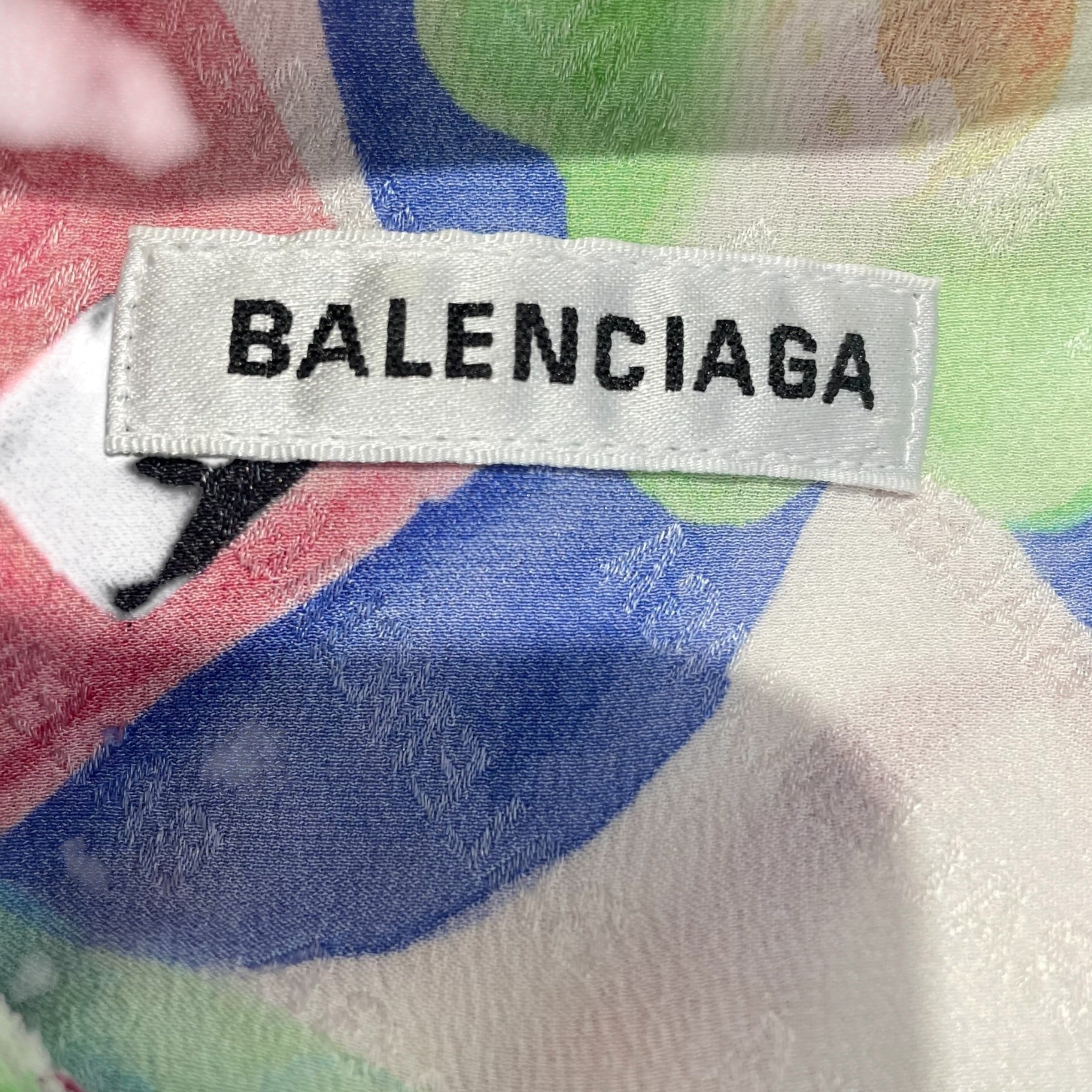 BALENCIAGA/SL Dress/36/Floral Pattern/Silk/MLT/2018 WATERCOLOR FRAYED EDGES view 4