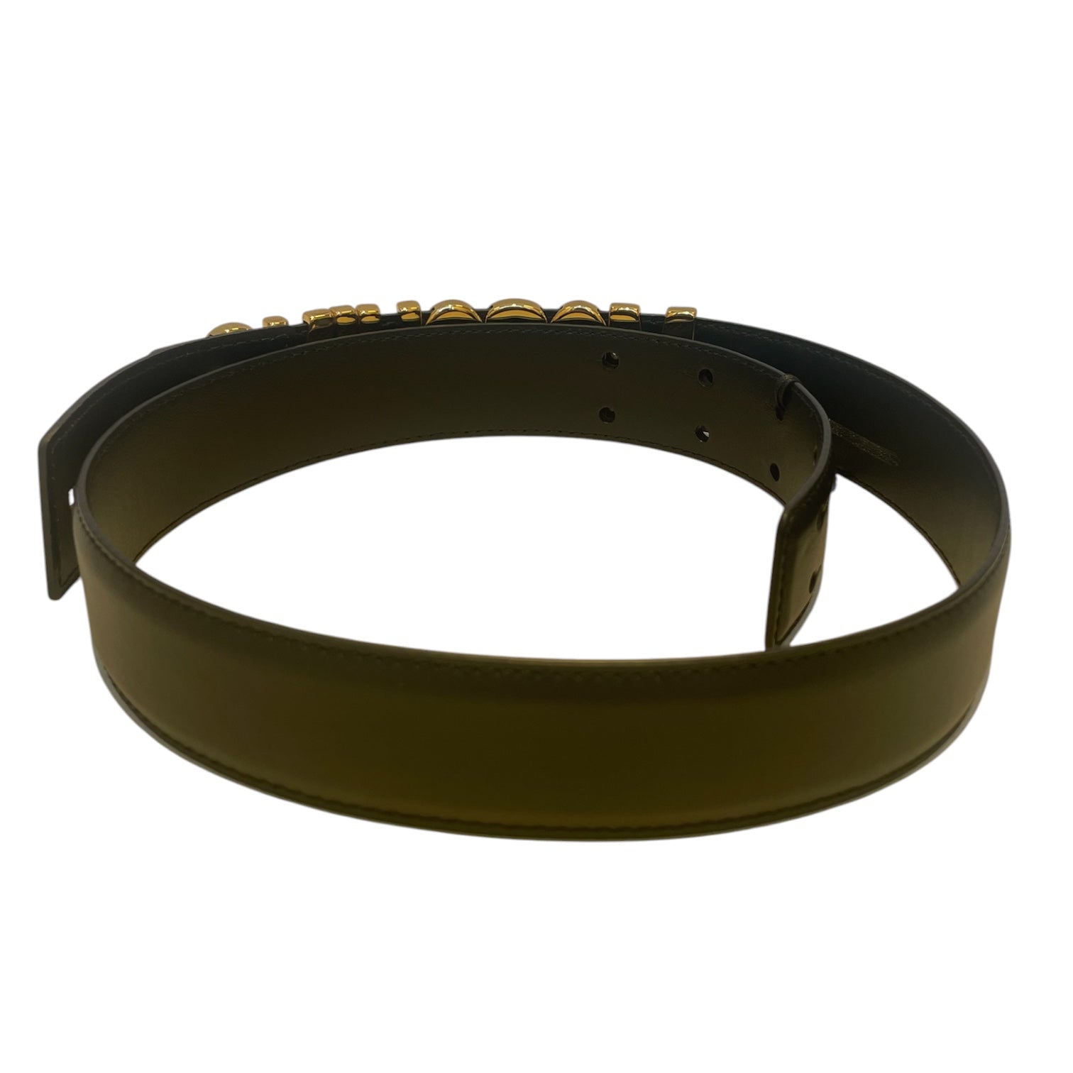 MOSCHINO/Belt/Leather/BLK/gld logo view 2
