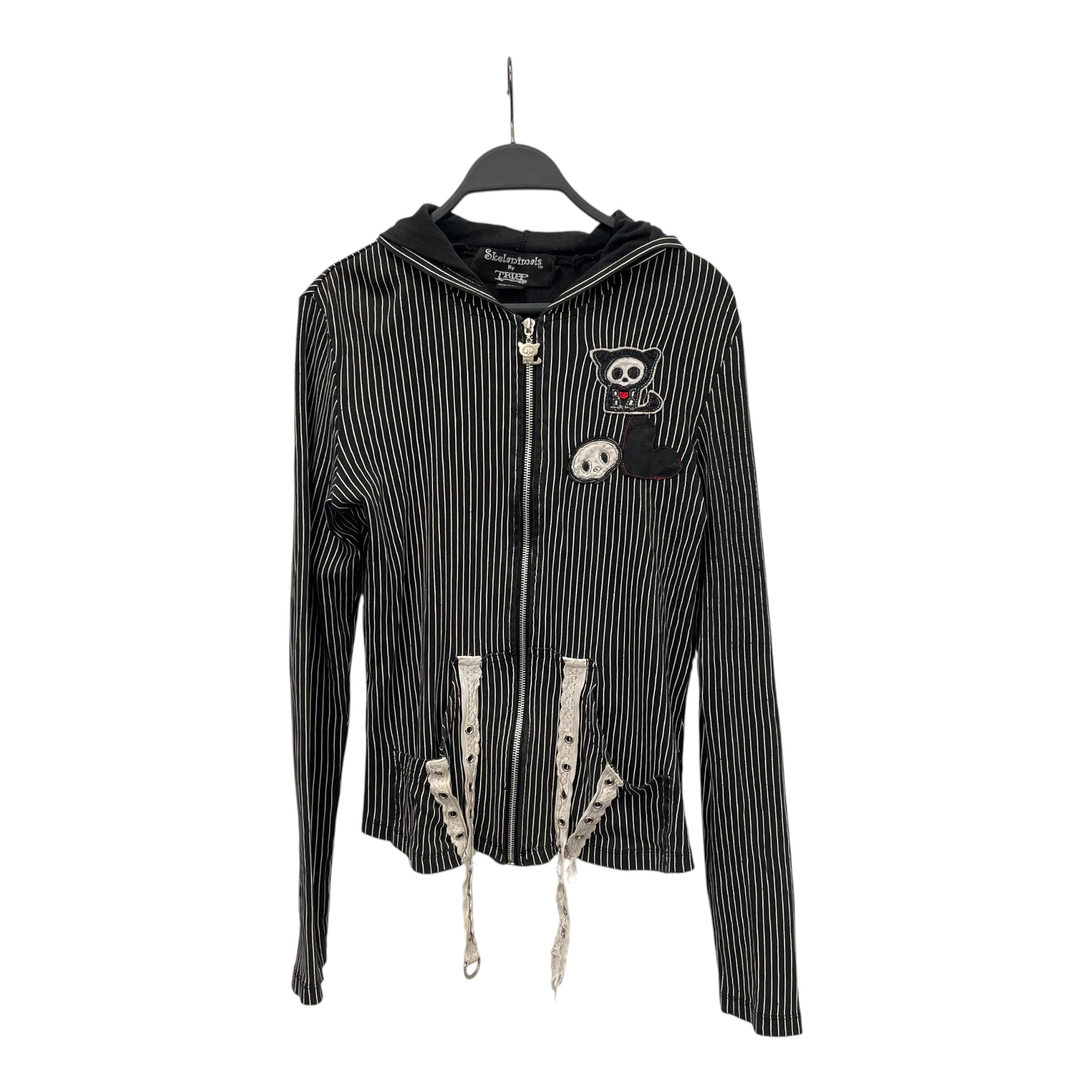 TRIPP NYC/Zip Up Hoodie/XL/Stripe/Cotton/BLK/SKELANIMALSPATCHES view 1