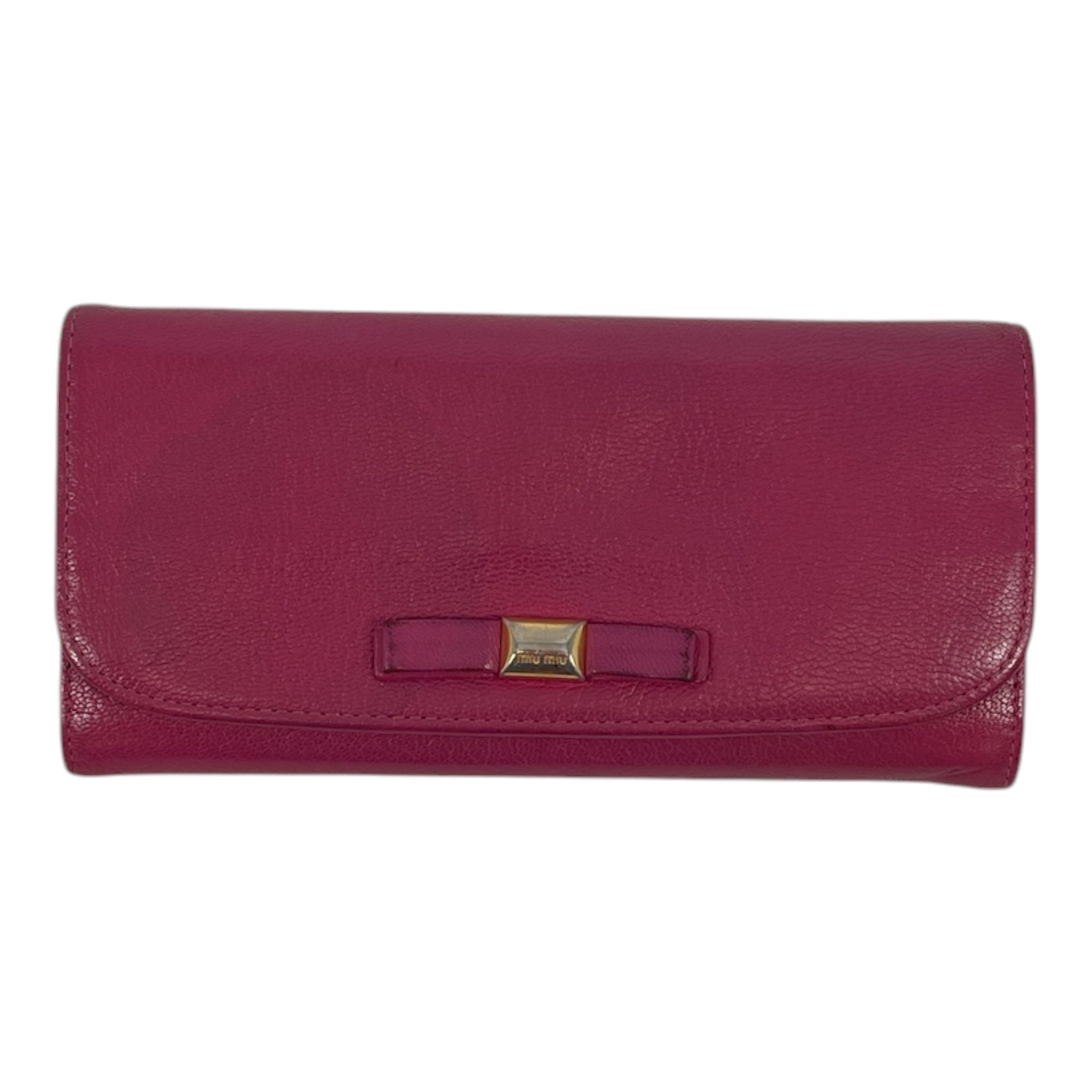 MIU MIU/Long Wallet/Leather/PNK/RIBBON WITH GOLD LOGO view 3