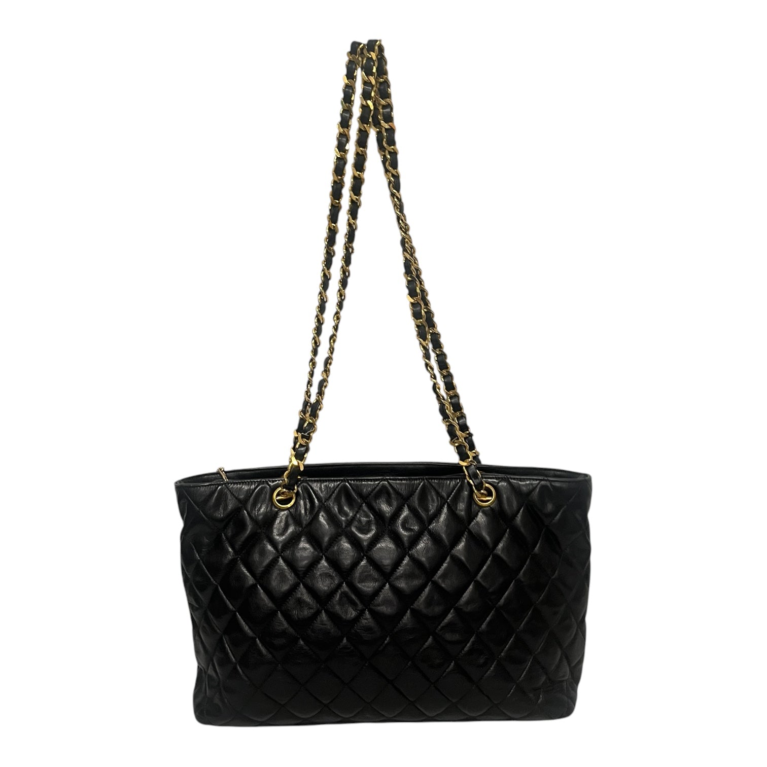 CHANEL/Hand Bag/Leather/BLK/Quilted leather tote view 2