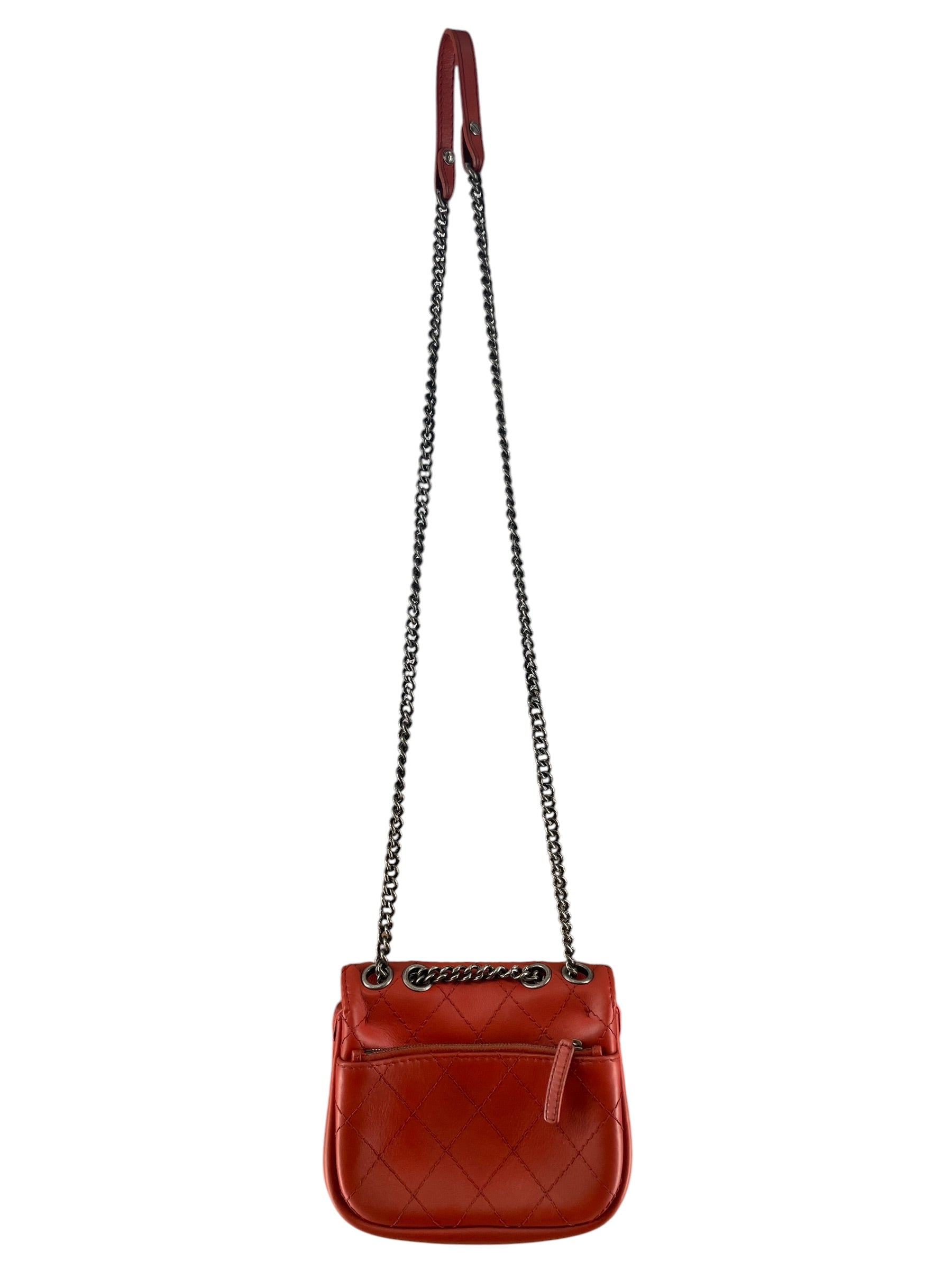CHANEL/Cross Body Bag/Border/Leather/RED/WILD STITCH SMALL FLAP view 2