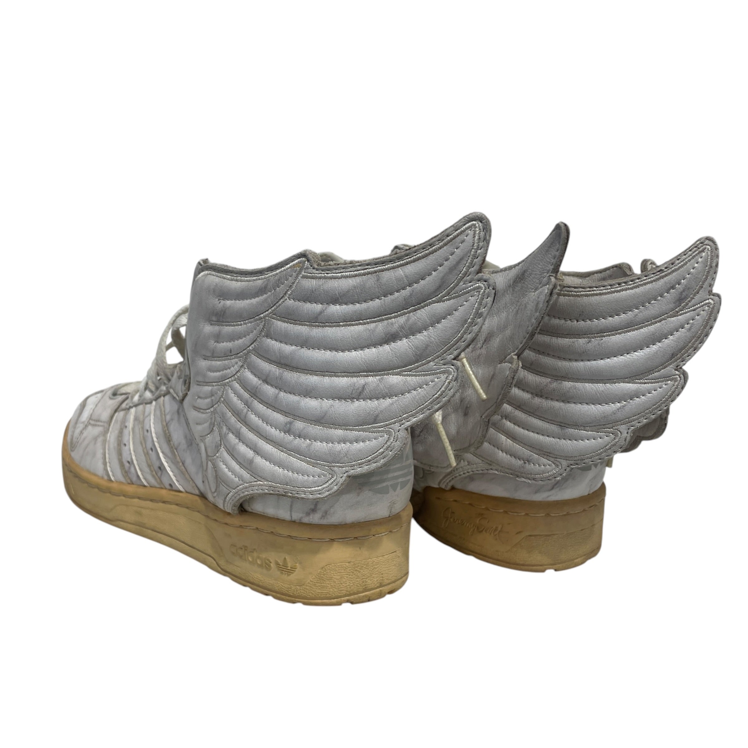adidas/Hi-Sneakers/US 7.5/Leather/GRY/marble wings view 2