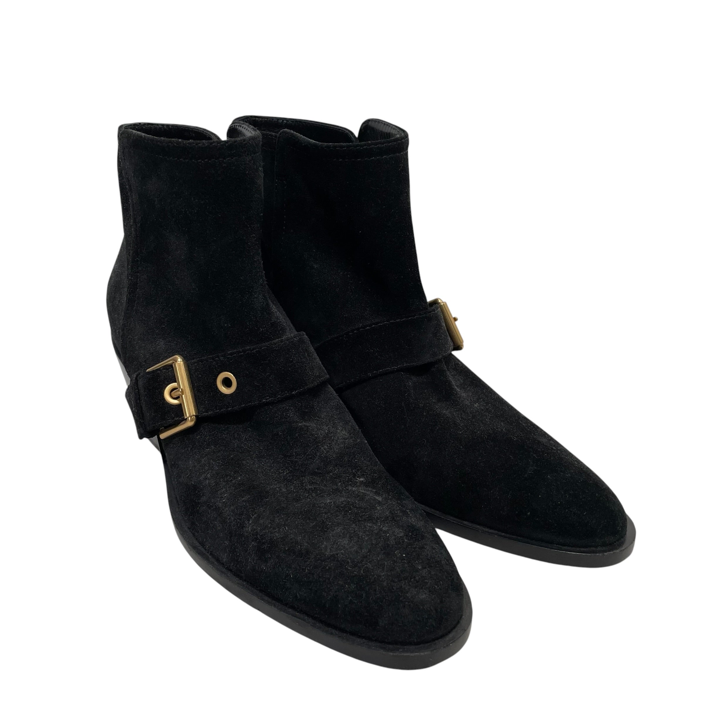 Gianvito Rossi/Boots/EU 38.5/Suede/BLK/ANKLE BOOTS GOLD BUCKLE view 4