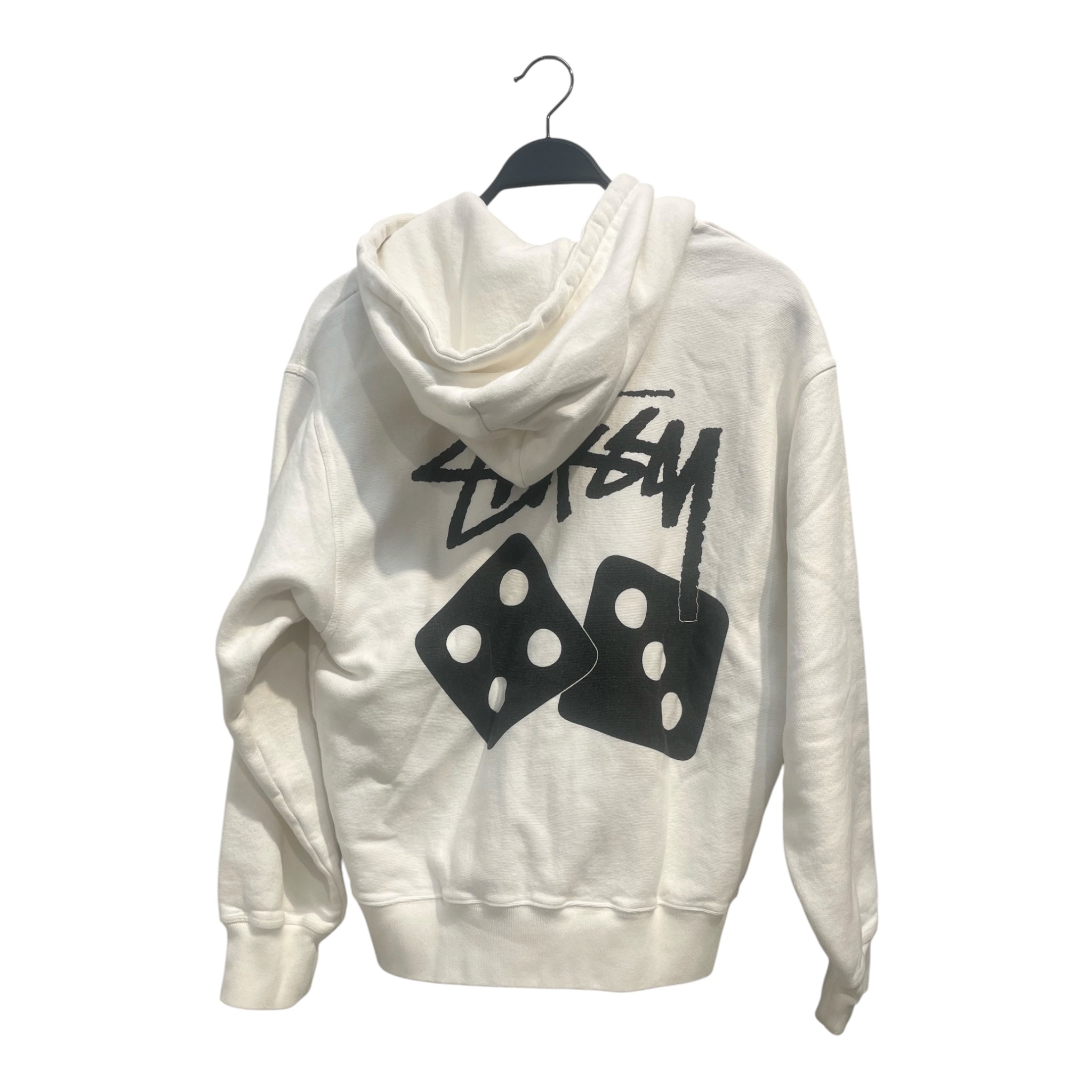 STUSSY/Zip Up Hoodie/M/Cotton/WHT/dice logo view 2
