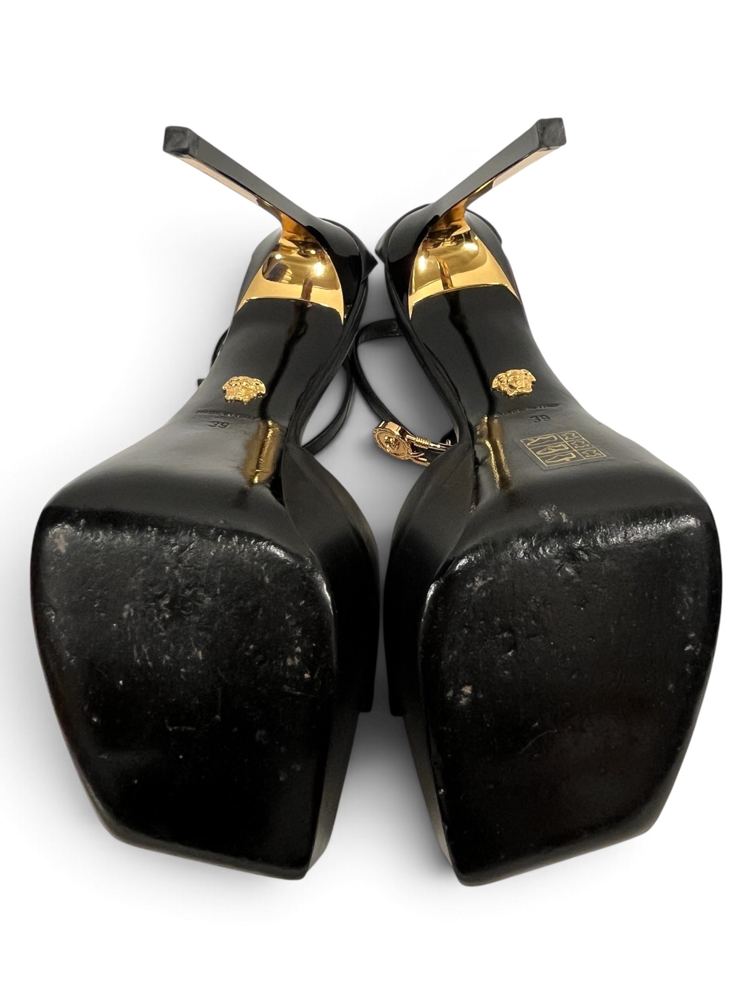 VERSACE/Heels/EU 39/Leather/BLK/Open-Toe/SAFETY PIN view 3
