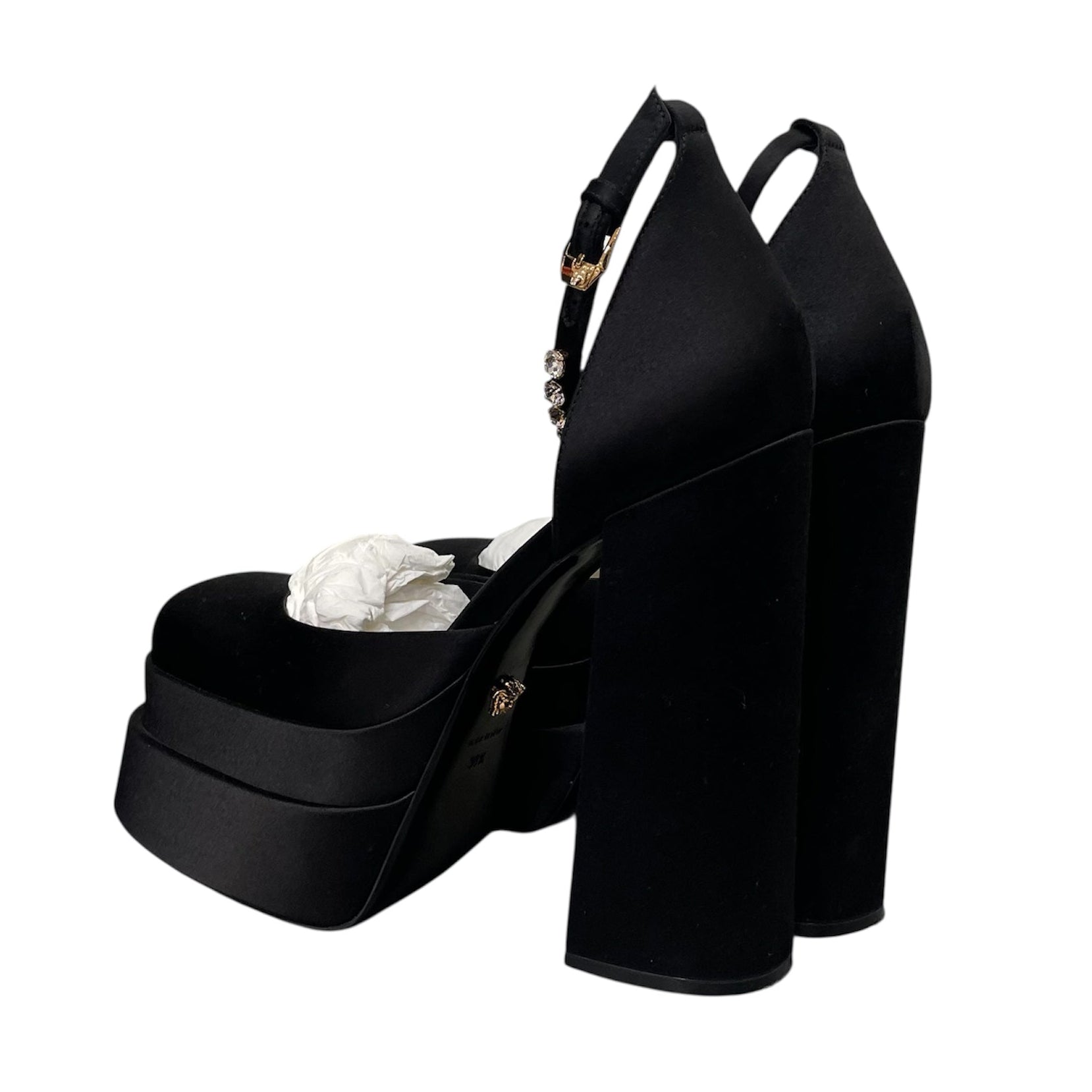 VERSACE/Heels/EU 38.5/BLK/MEDUSA AEVITAS SILK HEELS view 2