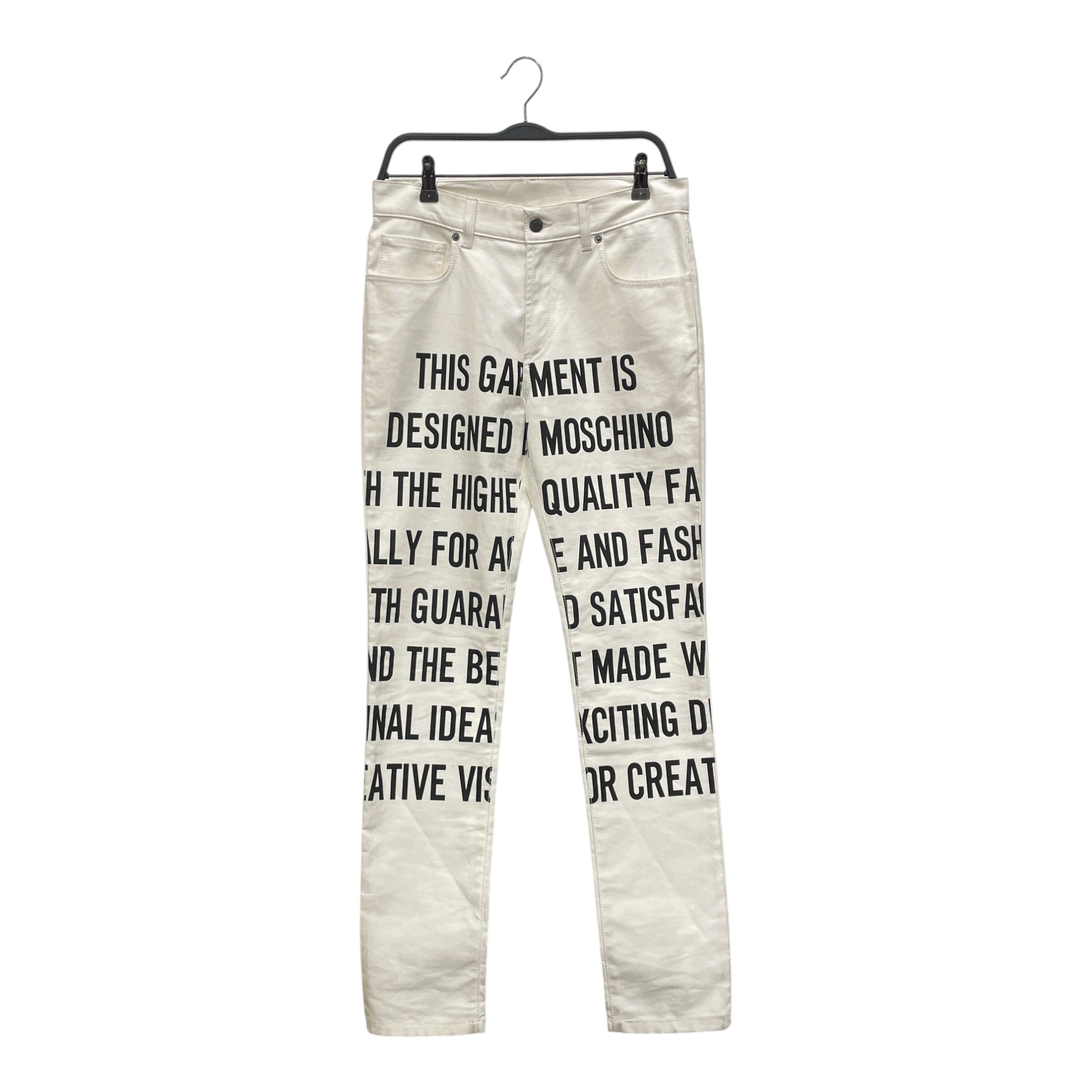 MOSCHINO/Straight Pants/44/Denim/WHT/All Over Print/TEXTS view 1