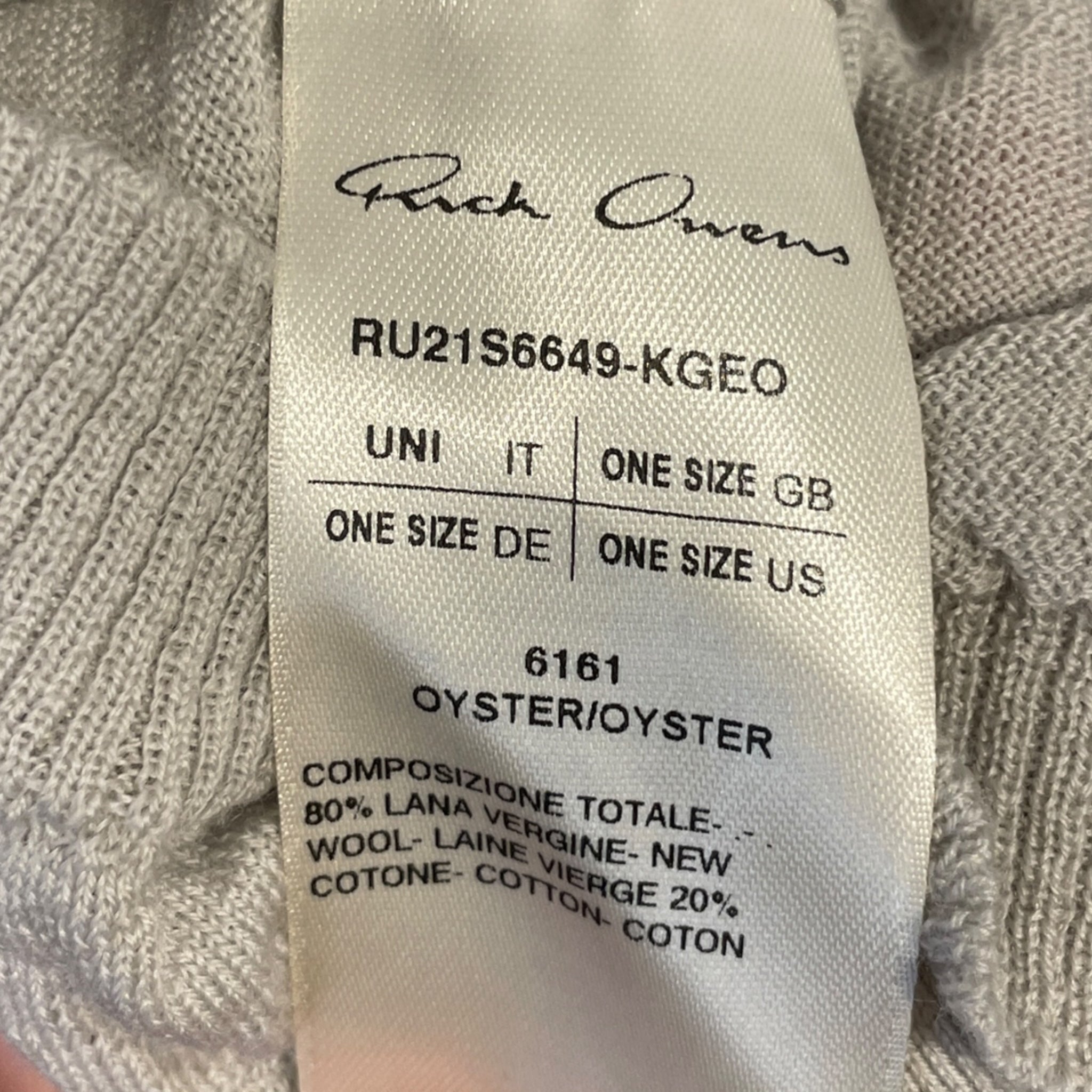 Rick Owens/Sweater/Wool/CRM/uni/oyster/phlegethon sis21 view 4