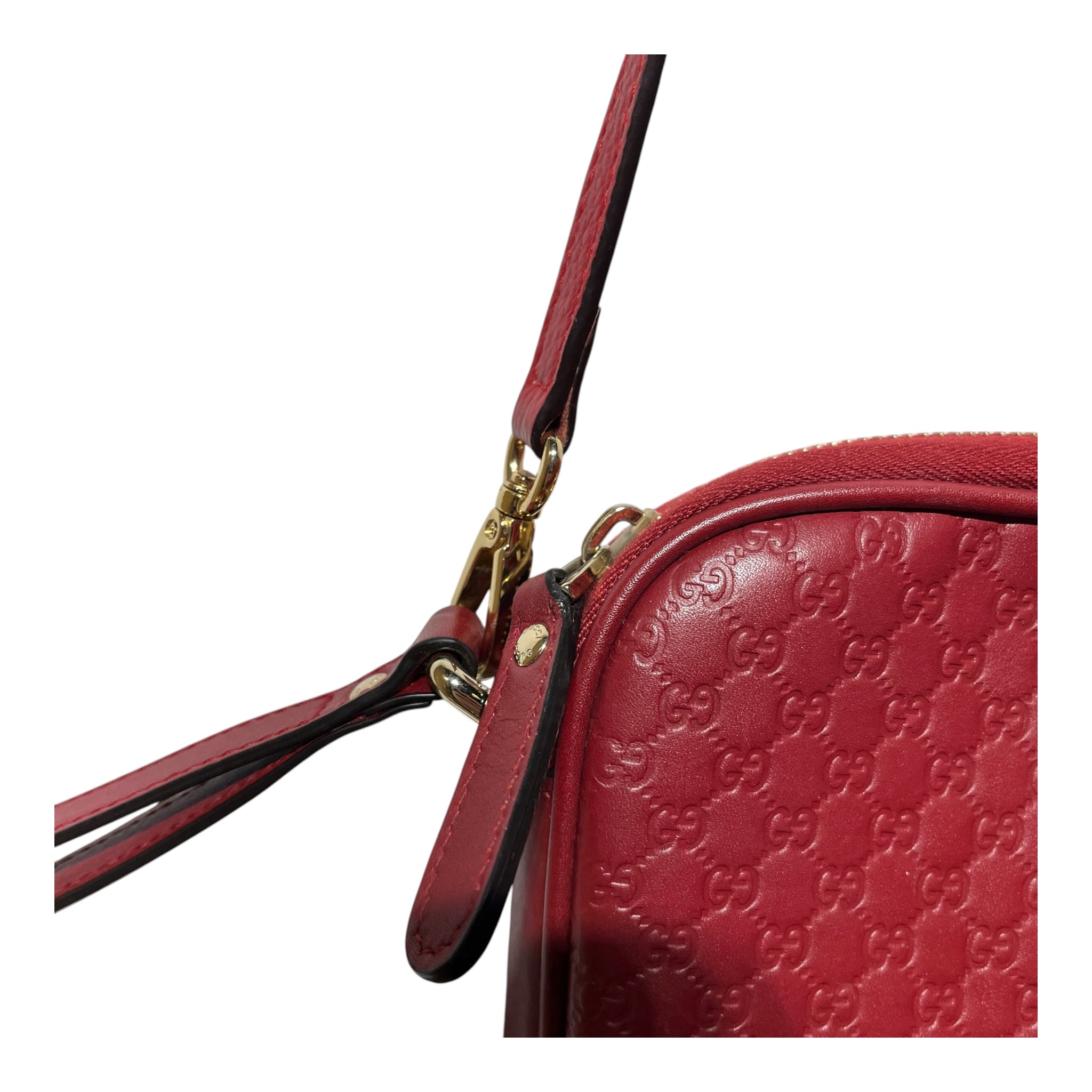 GUCCI/Cross Body Bag/Monogram/Leather/RED/Microguccissima Crossbody view 5