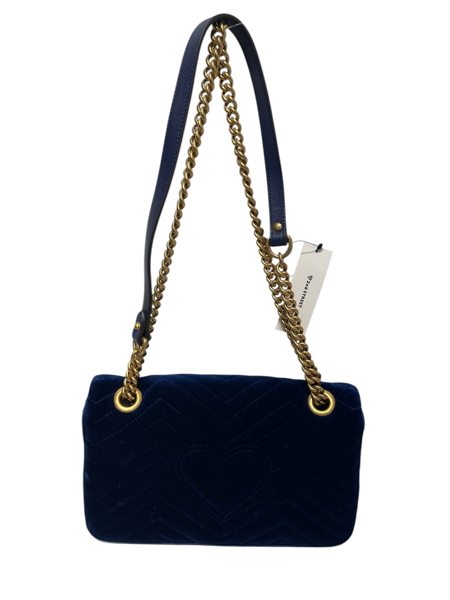 GUCCI/Bag/BLU/Marmont Velvet heart view 3