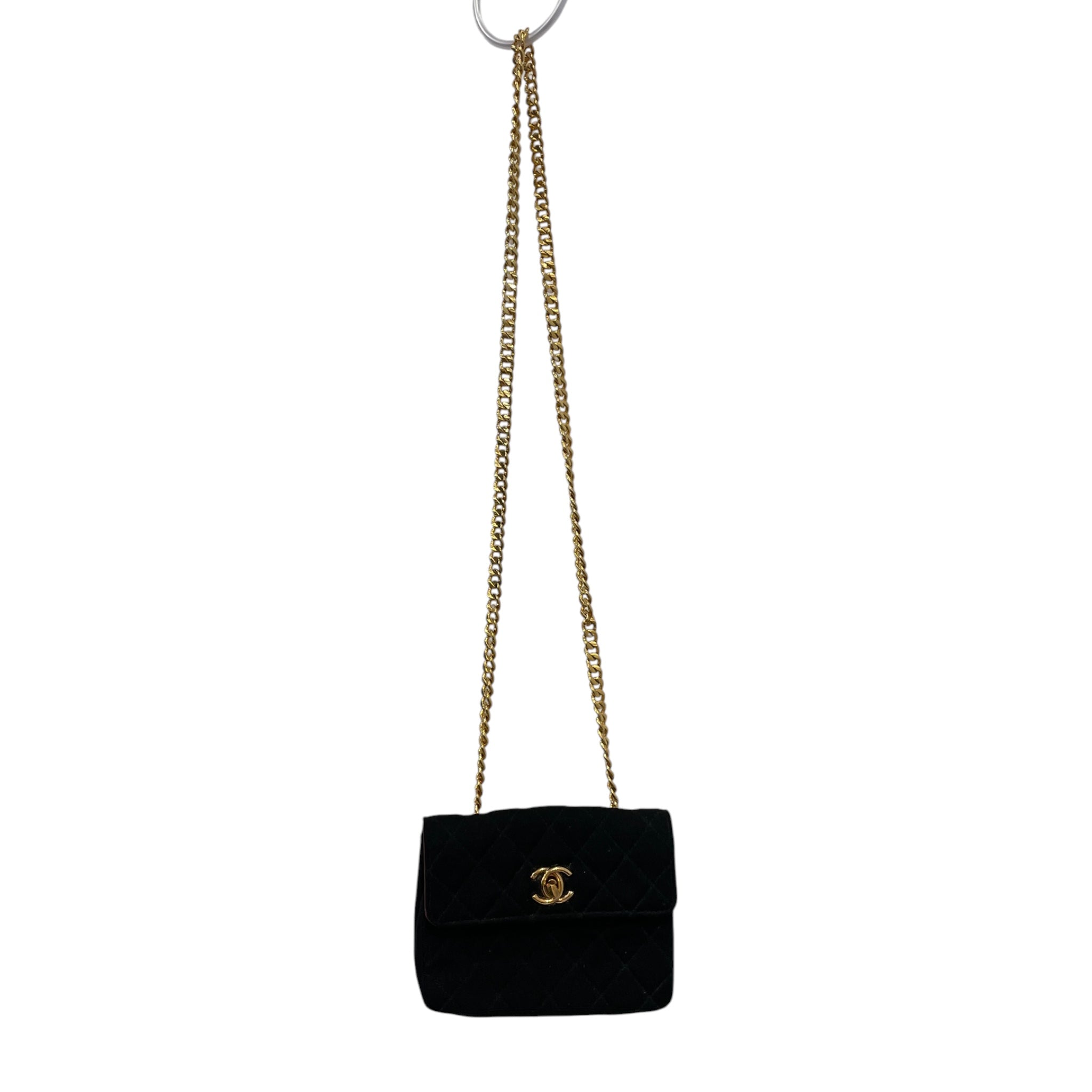 CHANEL/Cross Body Bag/Cotton/BLK/MINI SINGLE FLAP JERSEY view 1