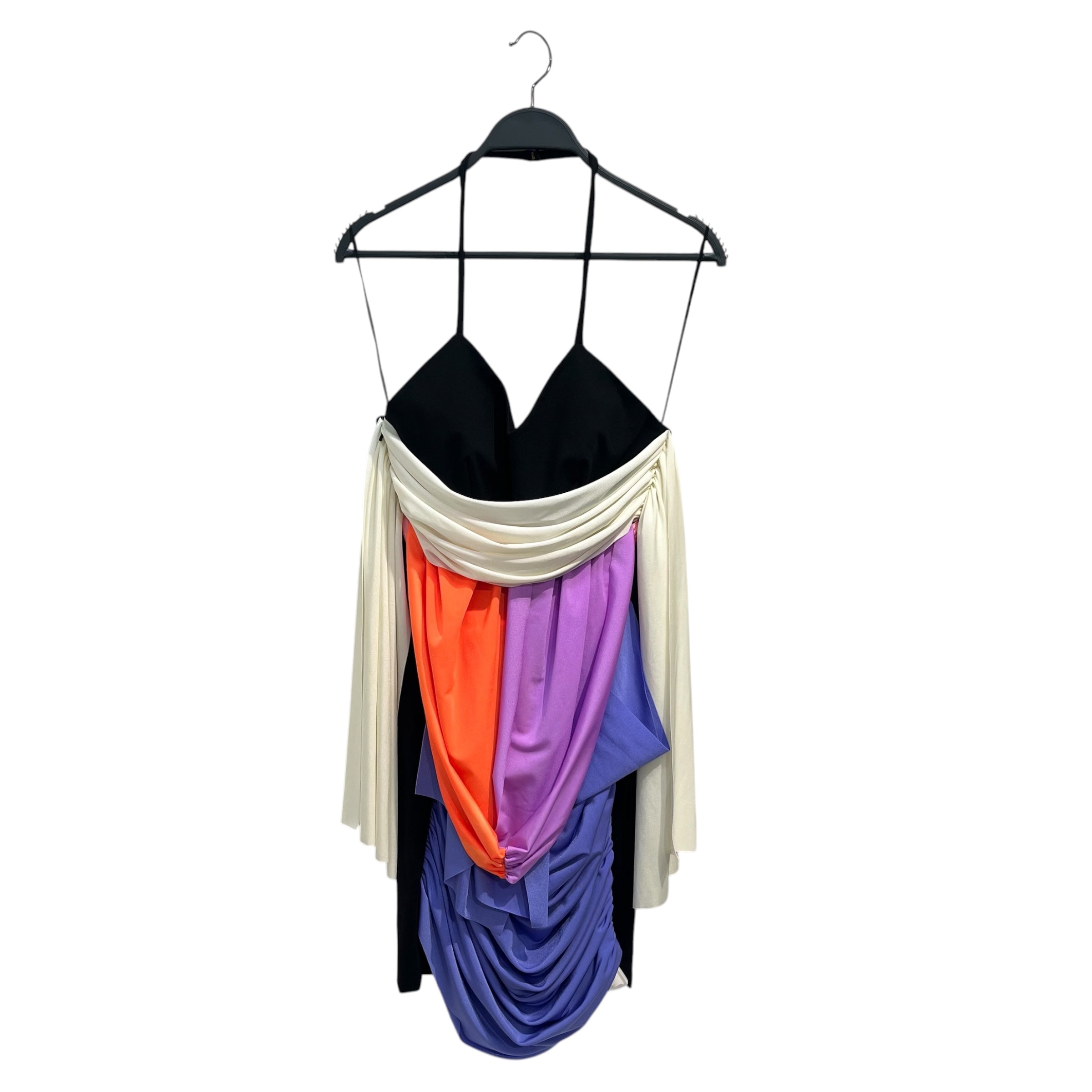 FAUSTO PUGLISI/SL Dress/40/Polyester/BLK/Midi Length/HALTER-GATHERED FABRIC-MULTICO view 1