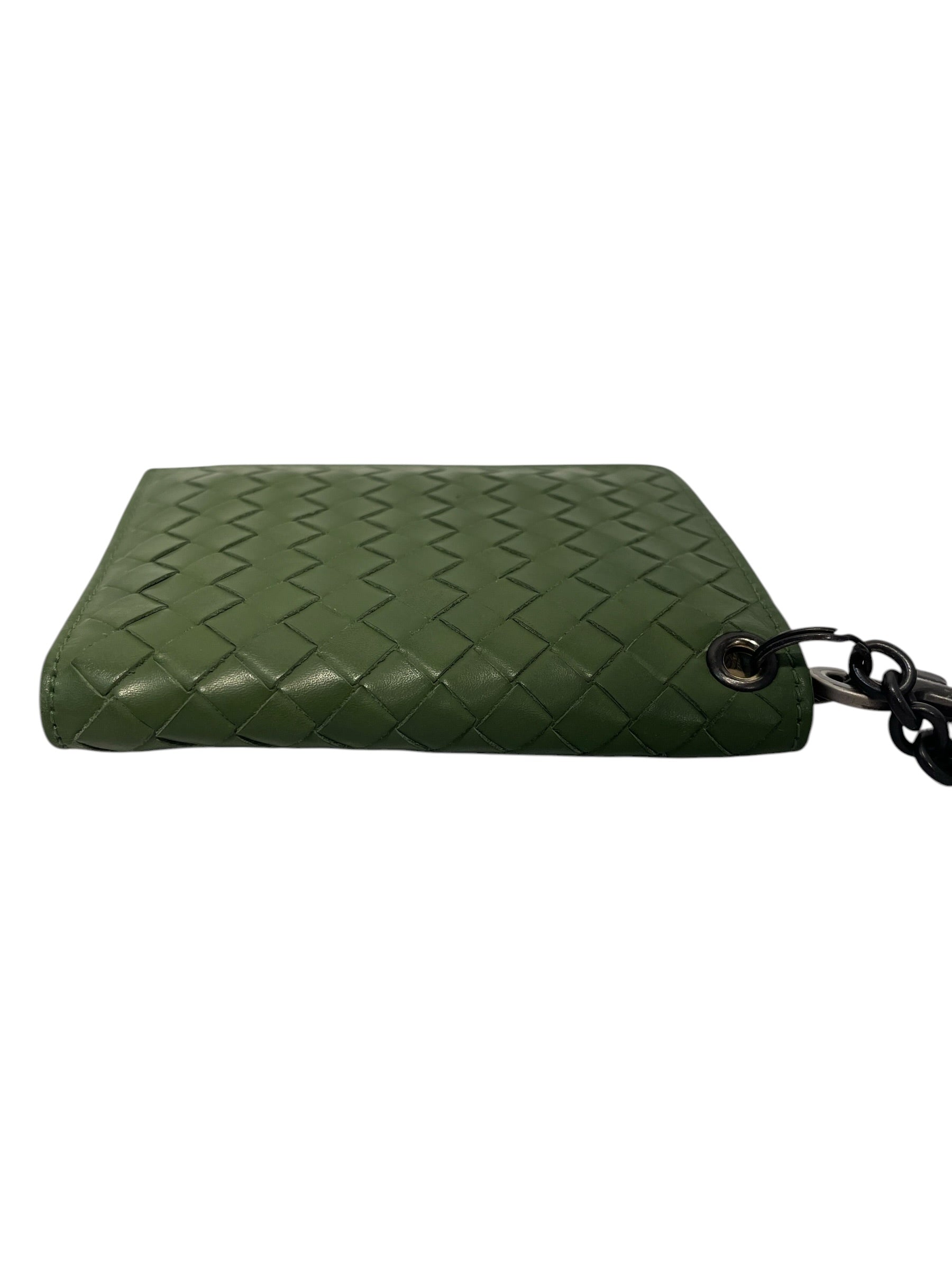BOTTEGA VENETA/Bifold Wallet/Leather/GRN/Wallet chain view 4