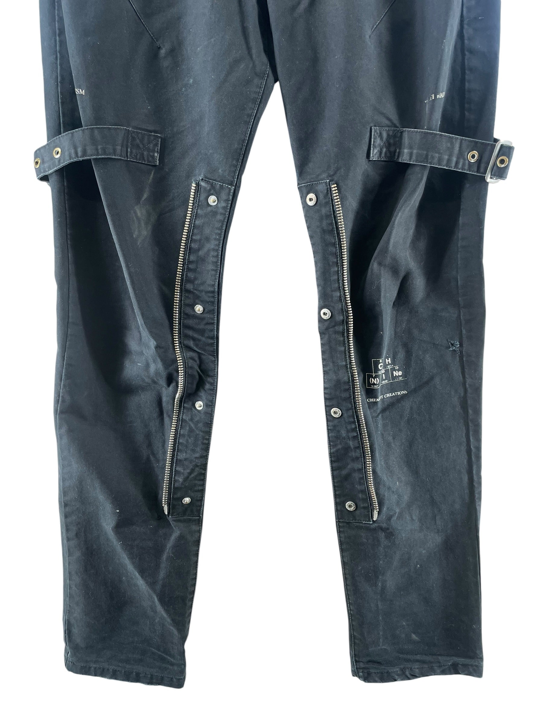 NUMBER (N)INE/C2H4 LA/Skinny Pants/32/Cotton/BLK/ELEMENT GRAPHIC BONDAGE STRAPS view 3