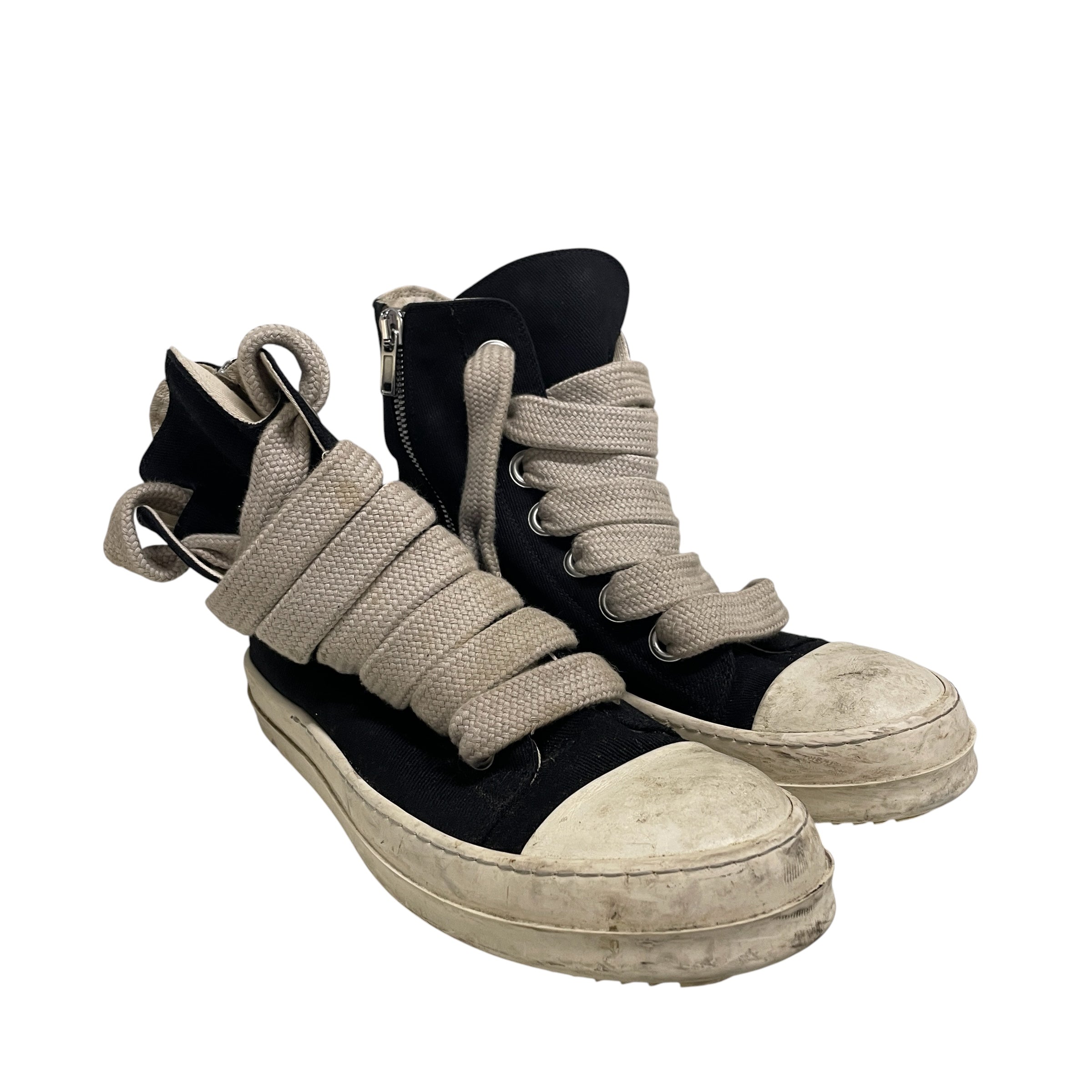Rick Owens/Hi-Sneakers/US 12/Cotton/BLK/LARGE LACE RAMONE view 1