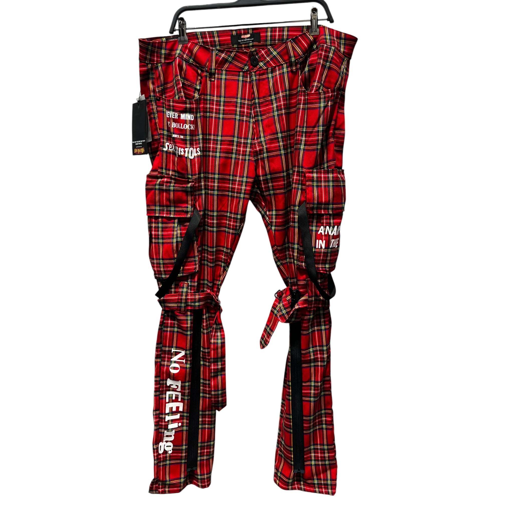 Cult of Individuality/Cargo Pants/38/Cotton/RED/Plaid/ROCKER CARGO 'SEX PISTOLS' view 1