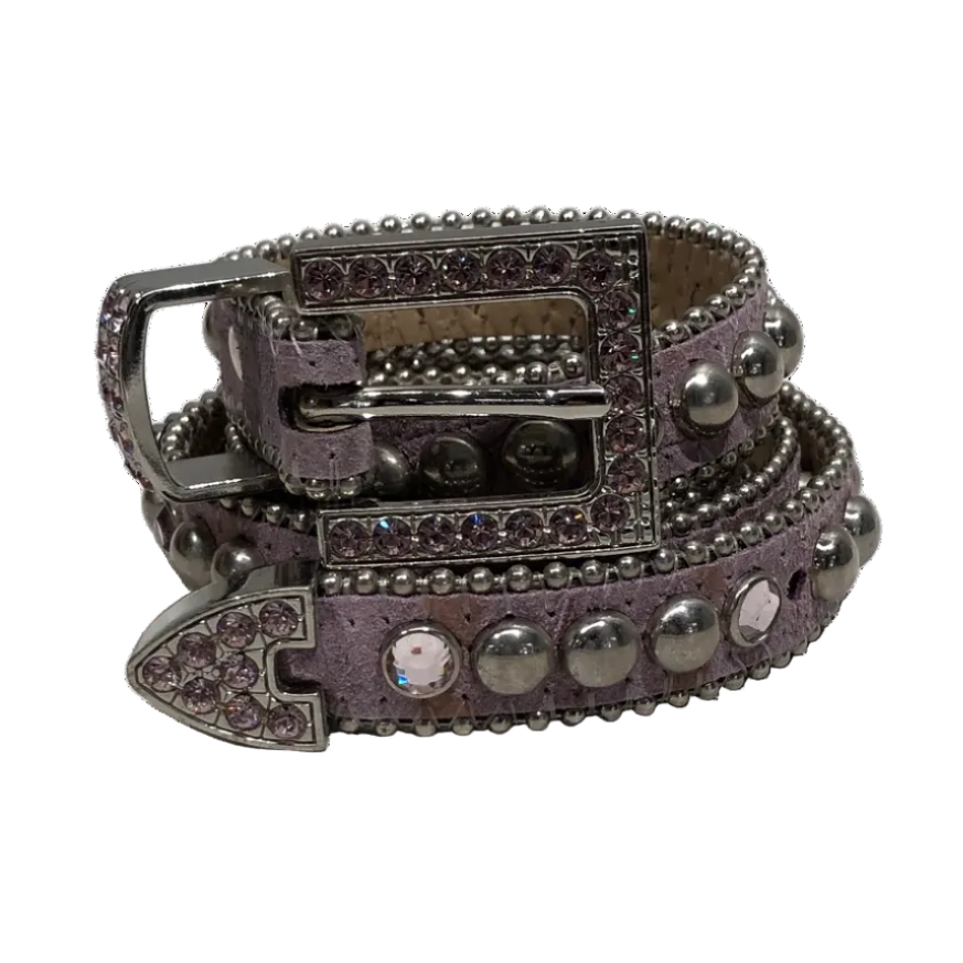 b.b.simon/Belt/Suede/PNK/studded/bedazzled thin view 1